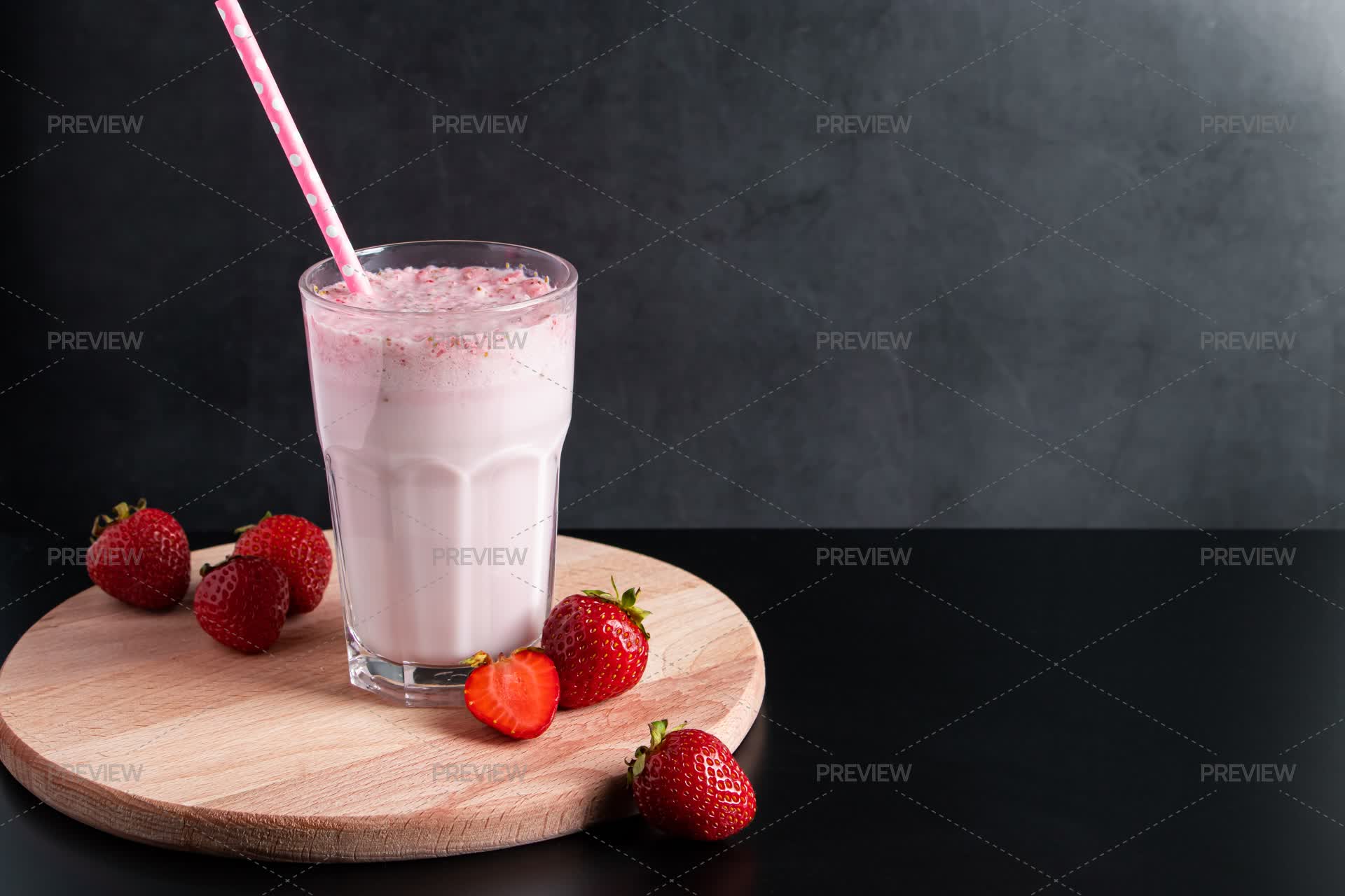 Milkshake Inmotion Milkshake With Strawberries - Stock Photos | Motion Array