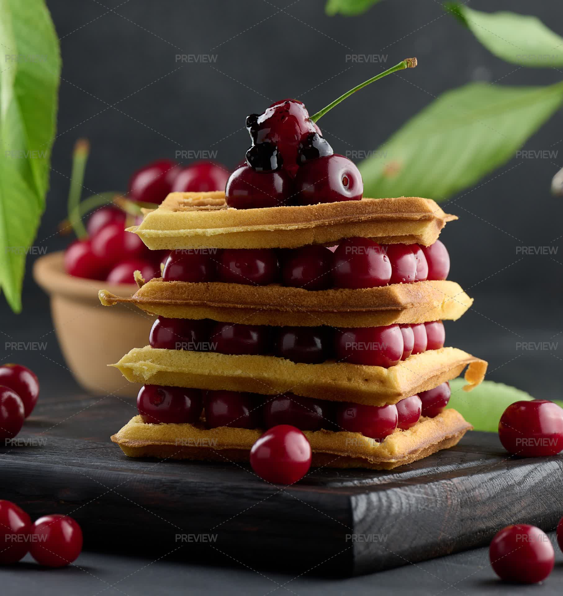 Waffles Array Stack Of Baked Belgian Waffles - Stock Photos | Motion Array