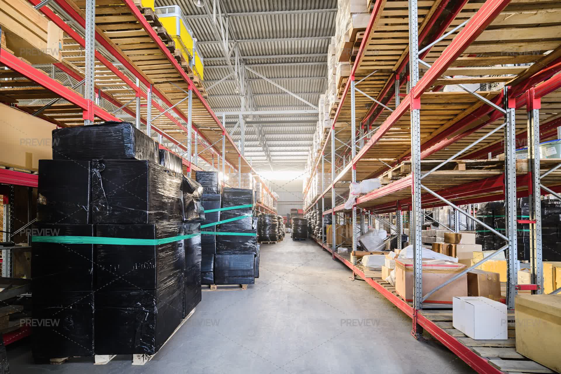 Large Racks On An Industrial Warehouse - Stock Photos | Motion Array