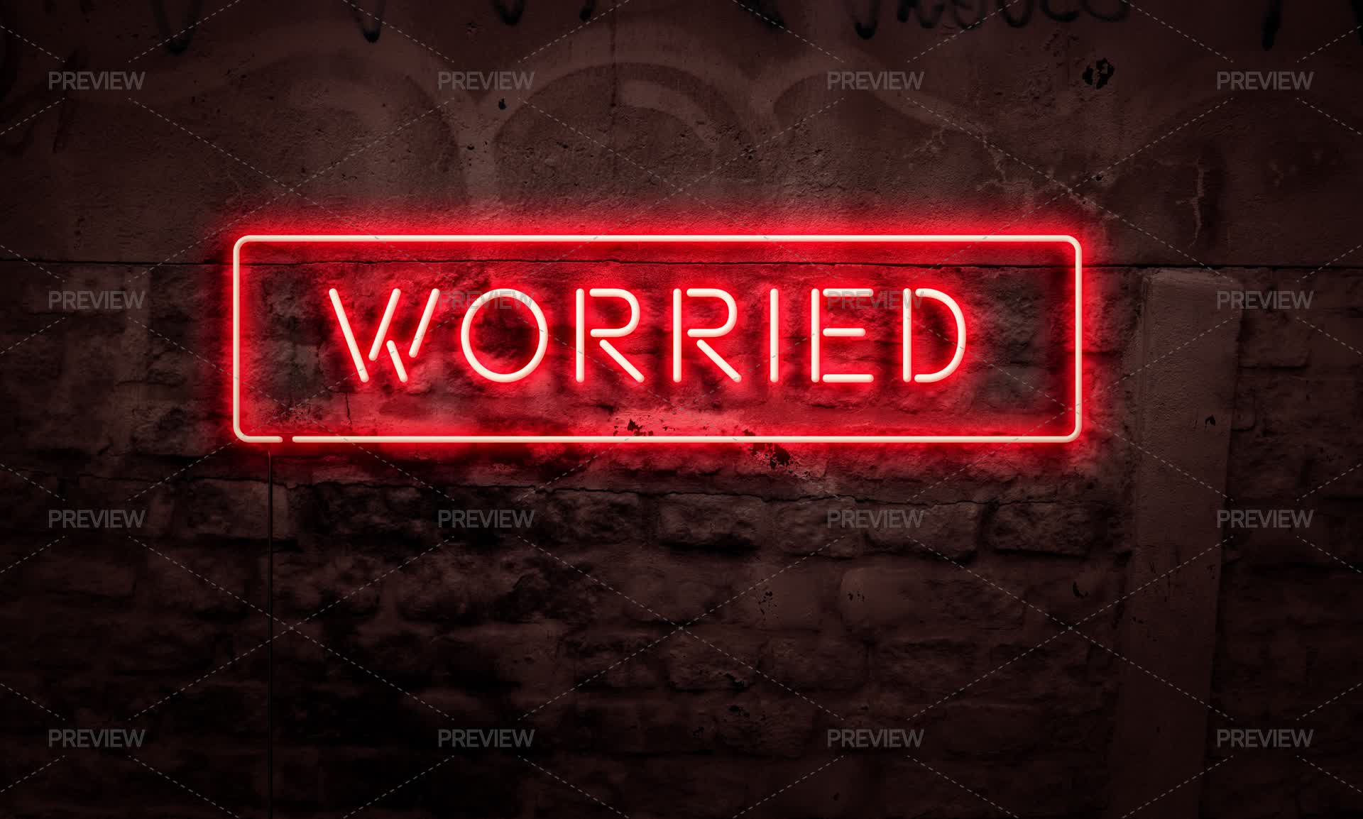 Worrying Sign Worried Neon Sign - Stock Photos | Motion Array