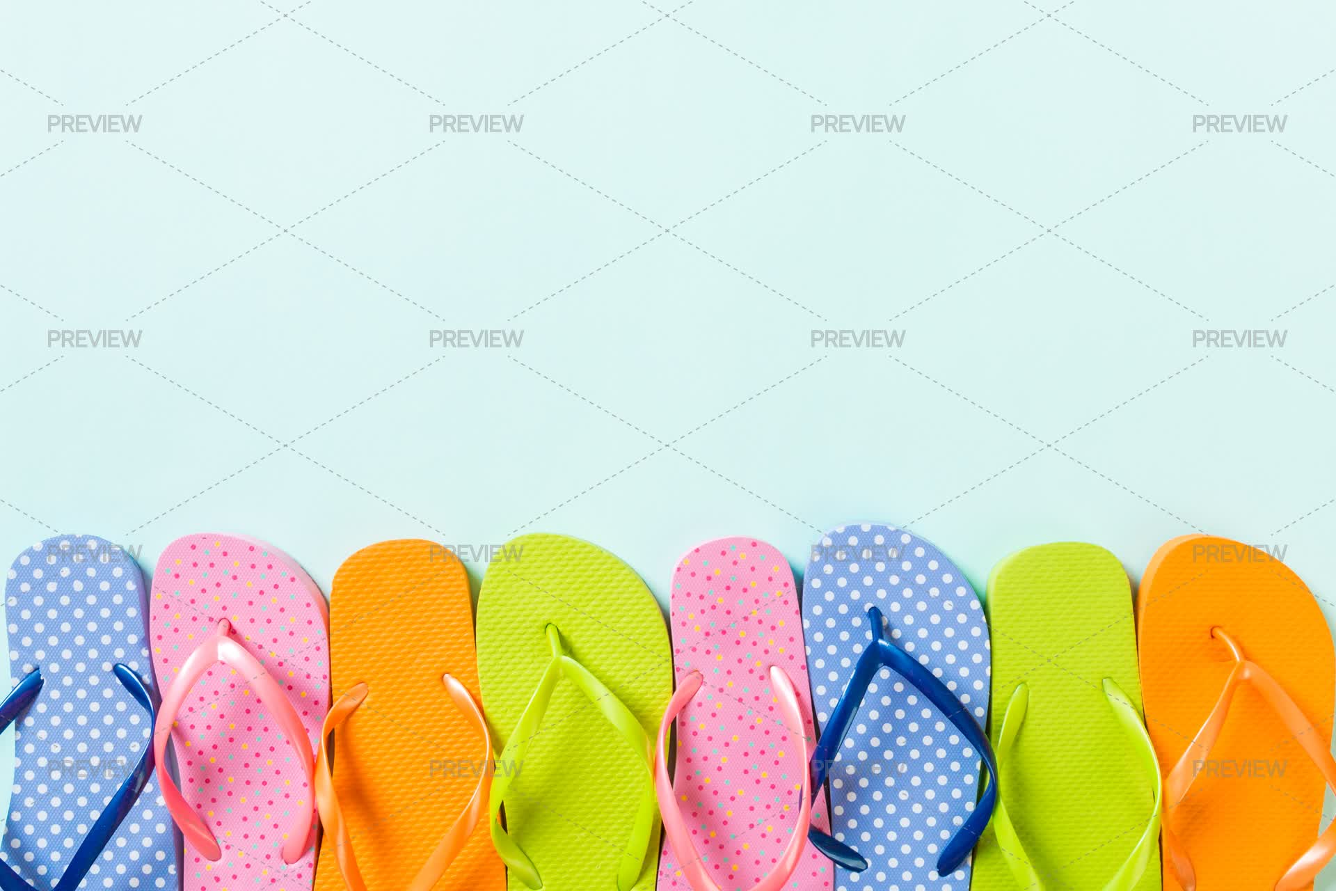 A Lot Of Flip Flop Colored Sandals by SNeG17 - Stock Photos | Motion Array
