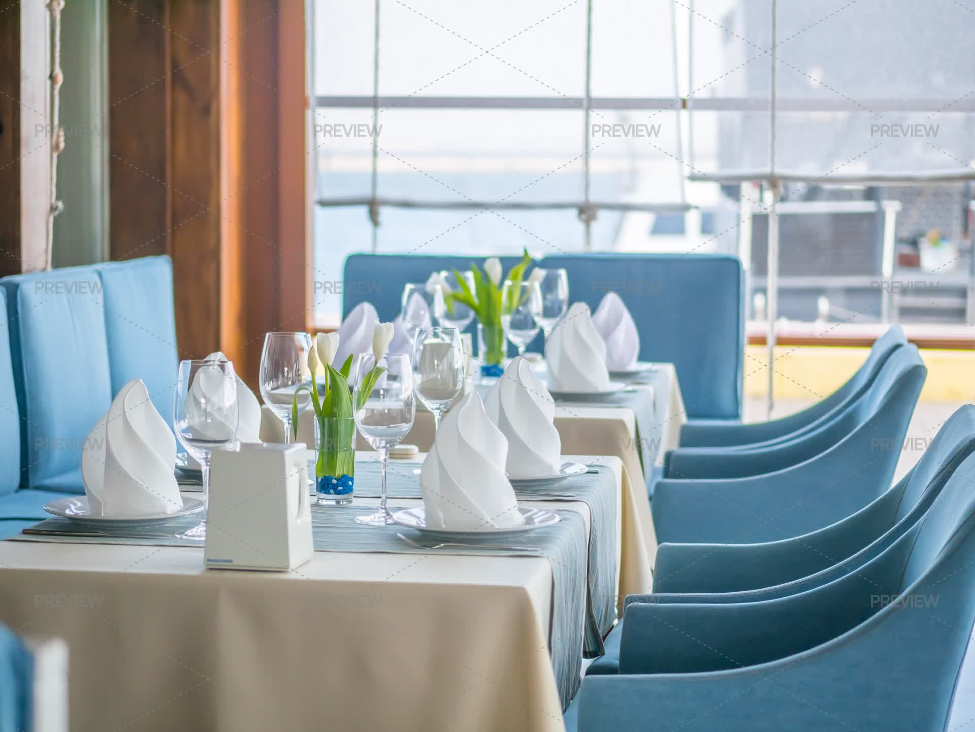 Blue Interior Design Of A Restaurant by StockHolm - Stock Photos ...