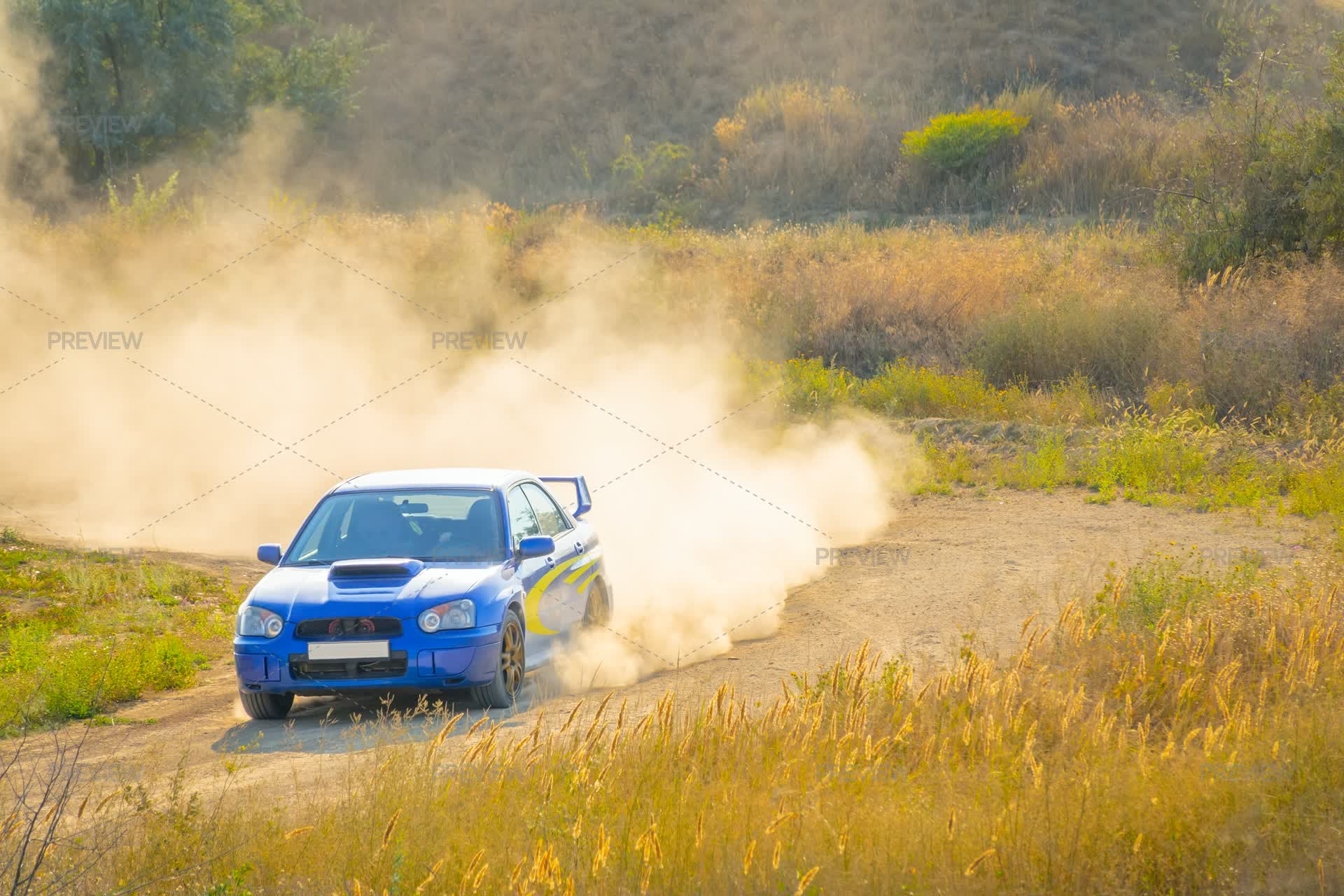 Two Passes Rally Blue Rally Car Passes - Stock Photos | Motion Array