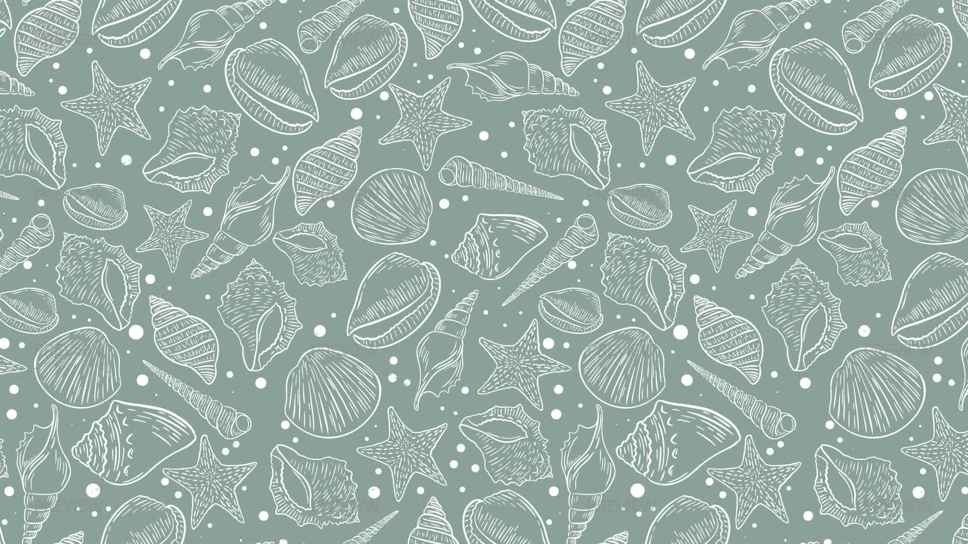 Seashells Vintage Seamless Pattern by klimushka - Graphics | Motion Array