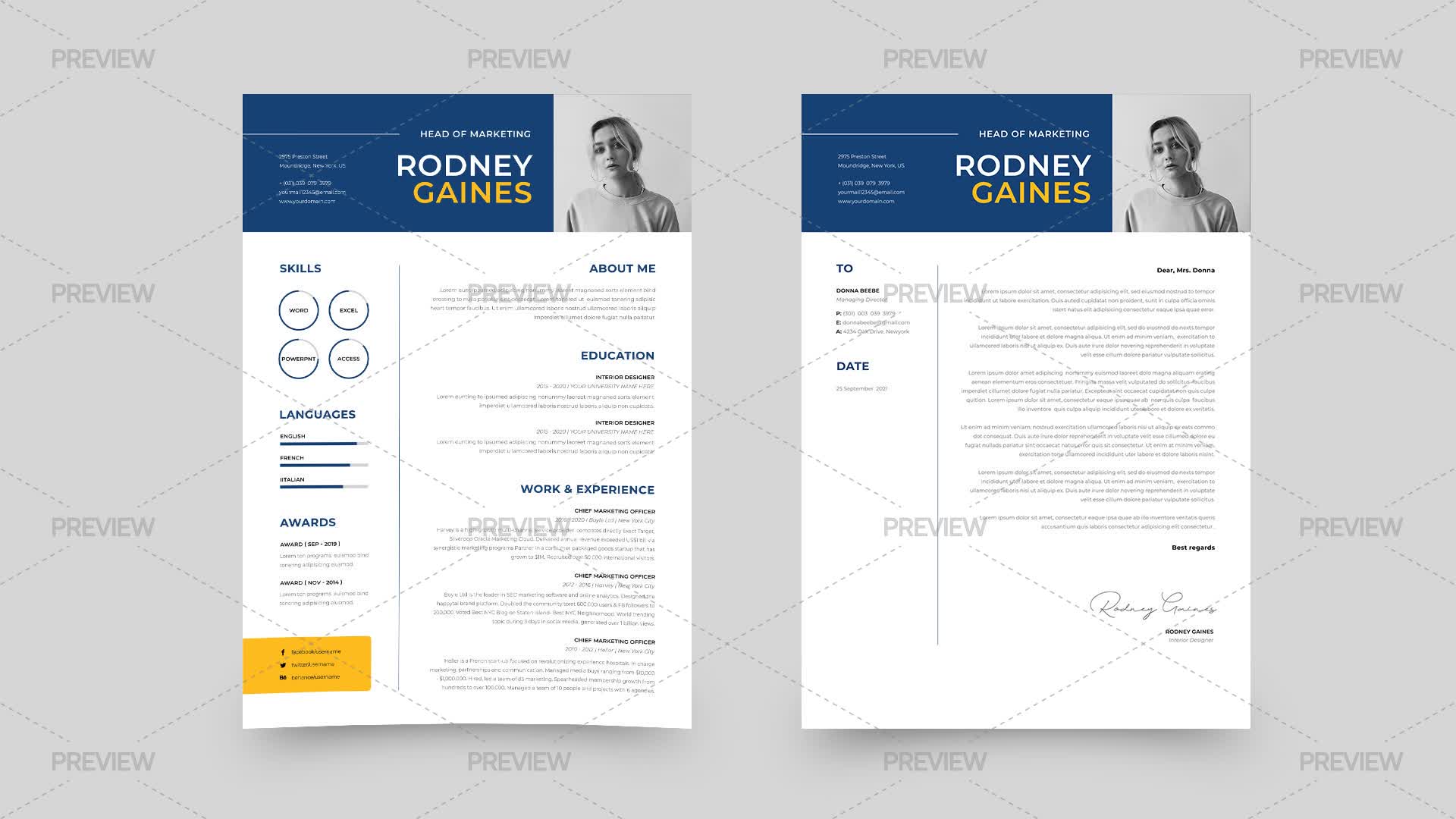 Colorblock Resume Color Block Resume Template - Graphics | Motion Array