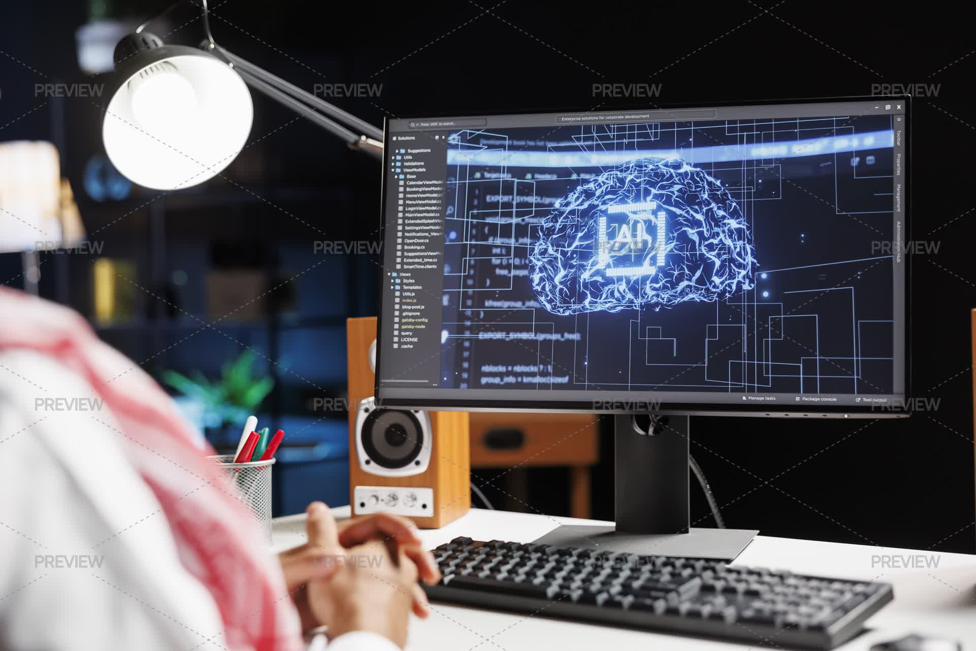 Developer On Computer Interface - Stock Photos | Motion Array