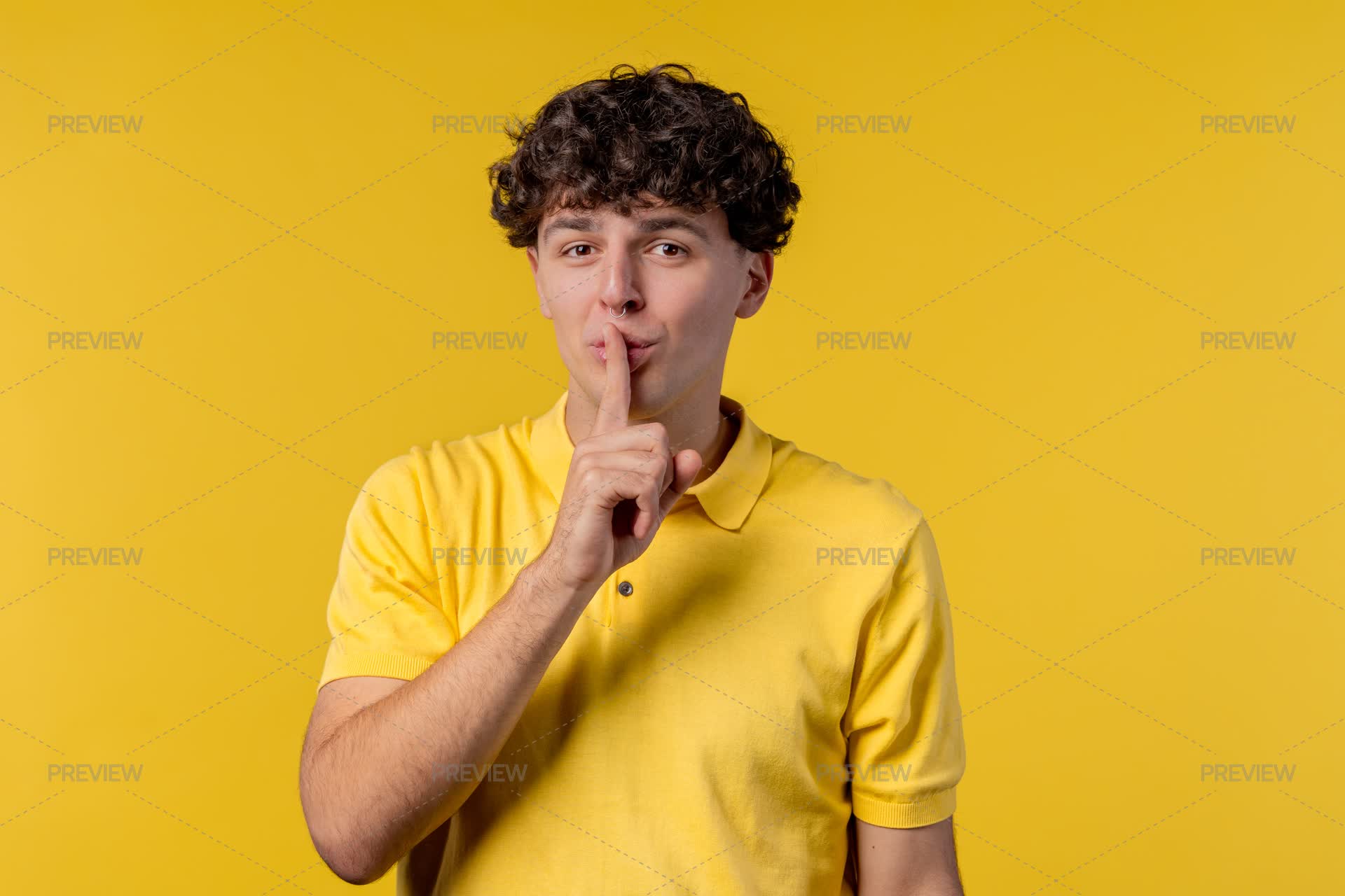 Man Shows Shush Gesture With Hand by StockHolm - Stock Photos | Motion ...
