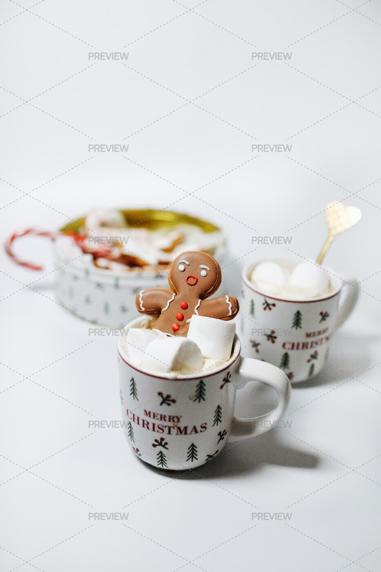Gingerbread Man And Marshmallow - Stock Photos | Motion Array