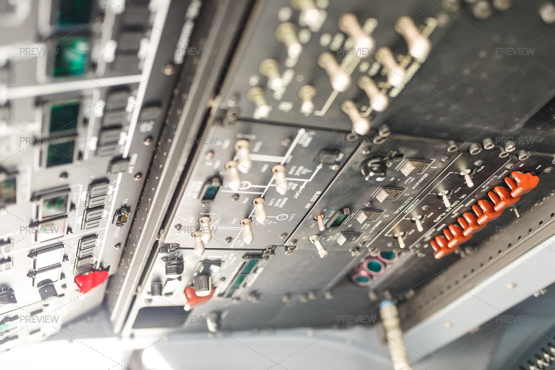Overhead Array Overhead Buttons Of A Planes Cockpit - Stock Photos | Motion Array