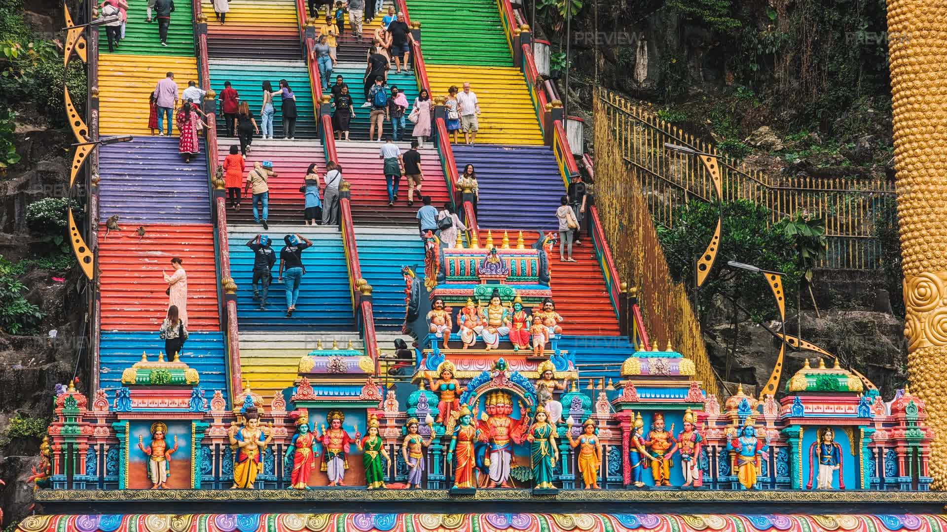 Batau Steps Batu Caves Colorful Steps - Stock Photos | Motion Array