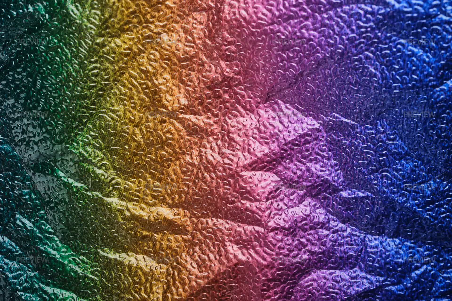 Rainbow Gradient Textural Background. Wrinkled Folded Paper Or Foil ...