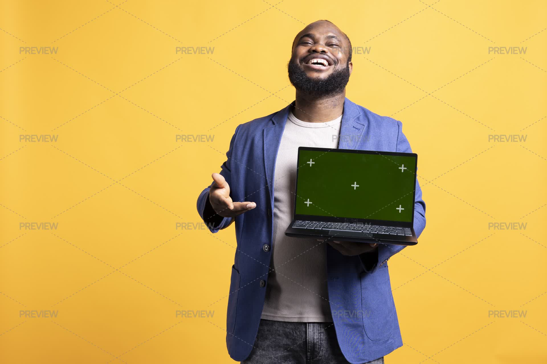 Colorful Reviewer Tech Reviewer Giving Positive Feedback To Chroma Key Notebook, Studio ...