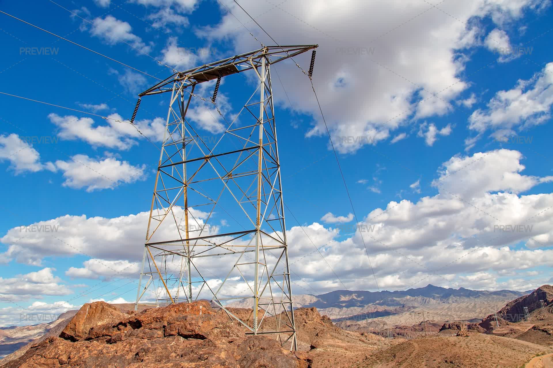Overhead Array Overhead High-voltage Electric Lines - Stock Photos | Motion Array