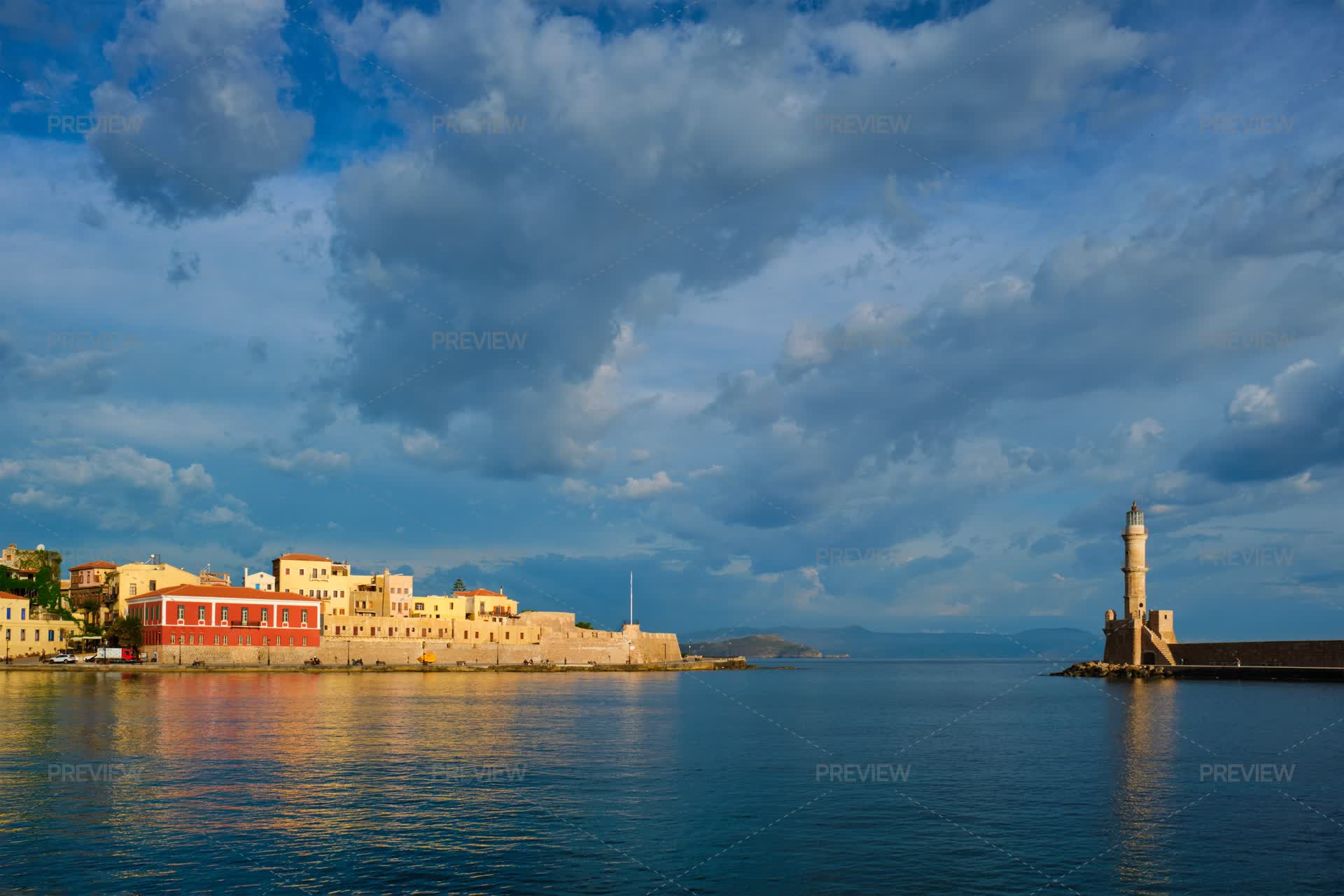 Port Of Chania Is One Of Landmarks And Tourist Destinations Of Crete ...