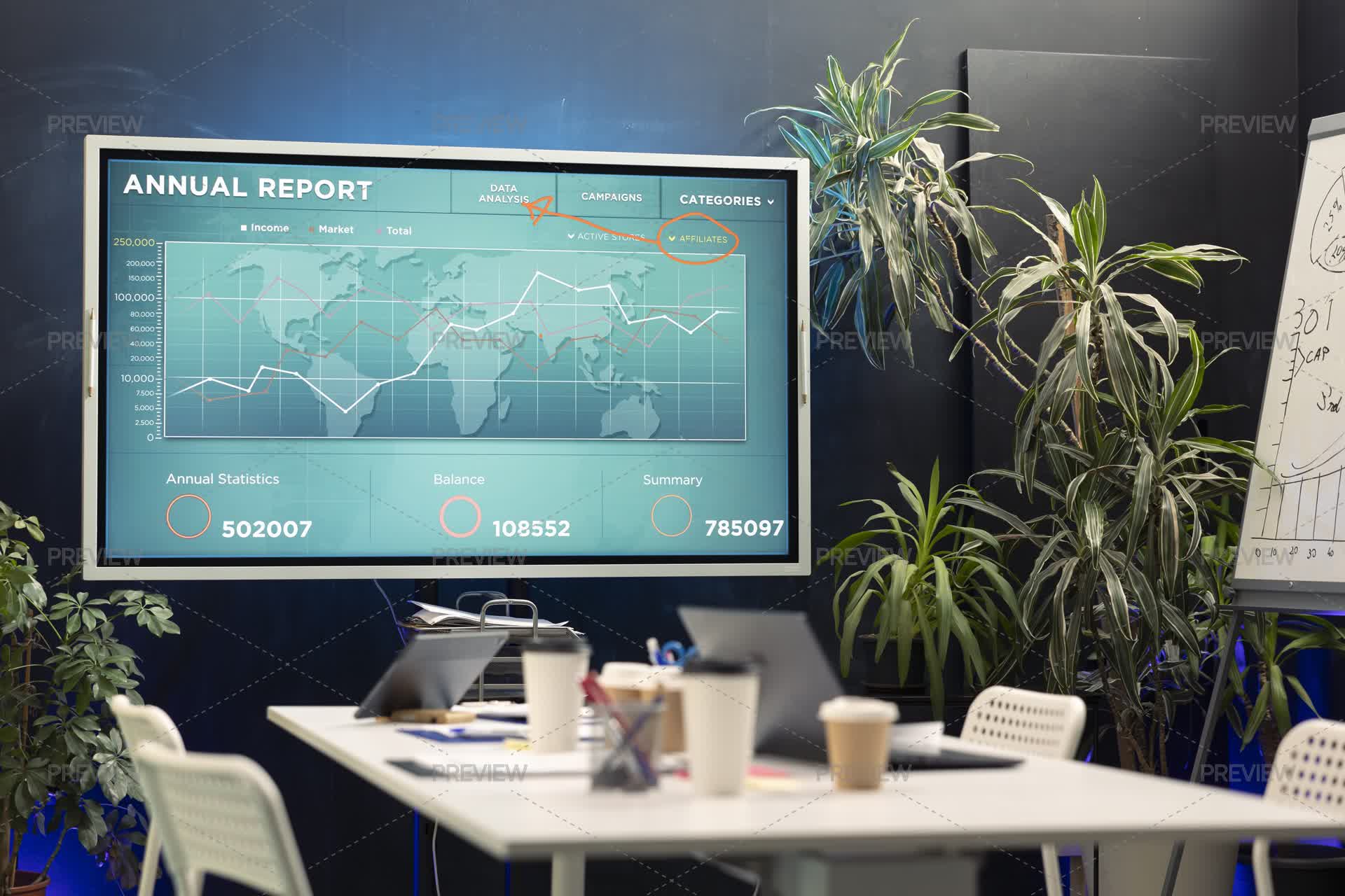 Professional Interactive Board In An Empty Conference Room Used For ...