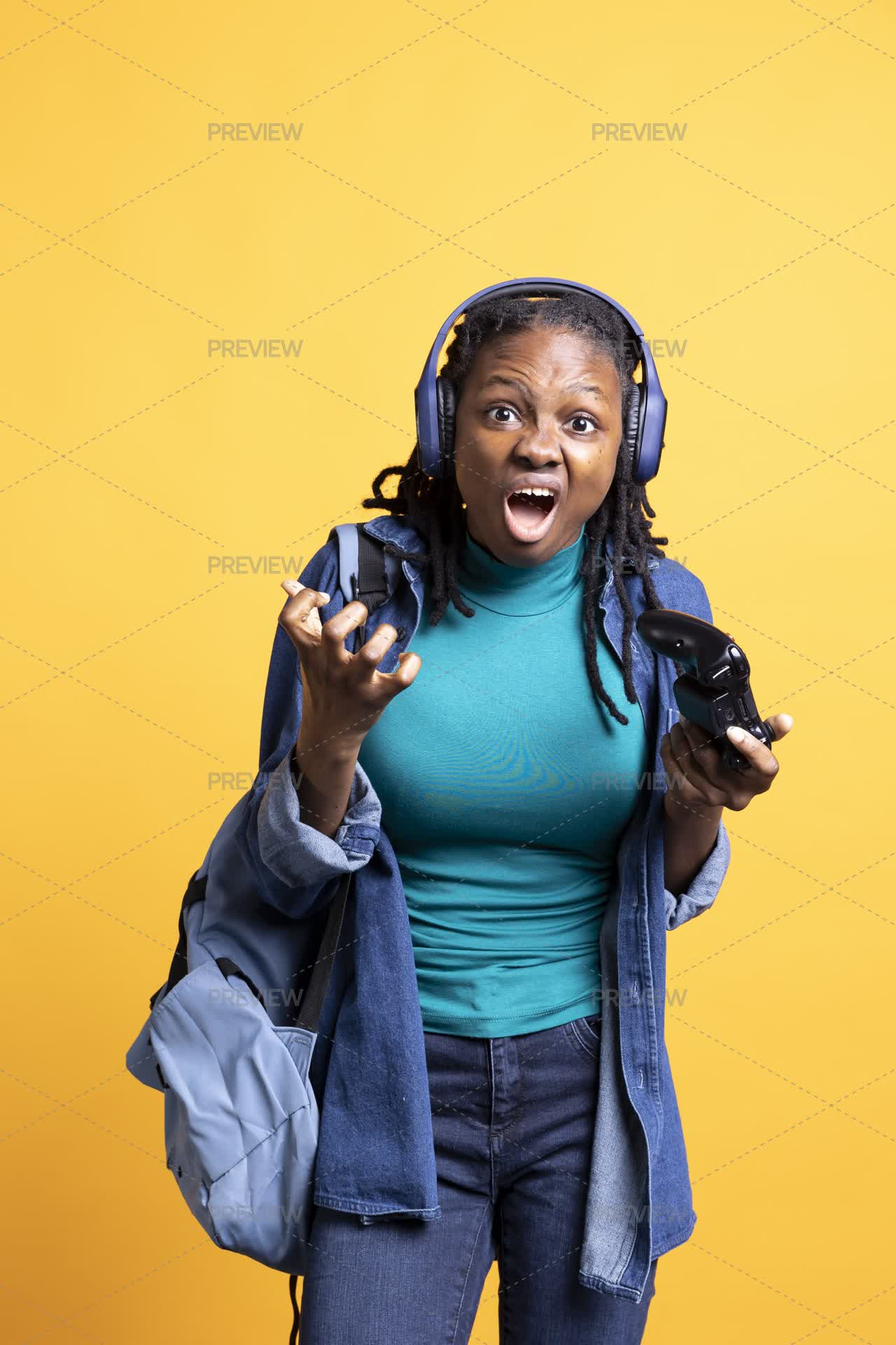 Stock Peope Raging Angry Woman Raging And Screaming After Losing Game, Studio Photoshoot ...