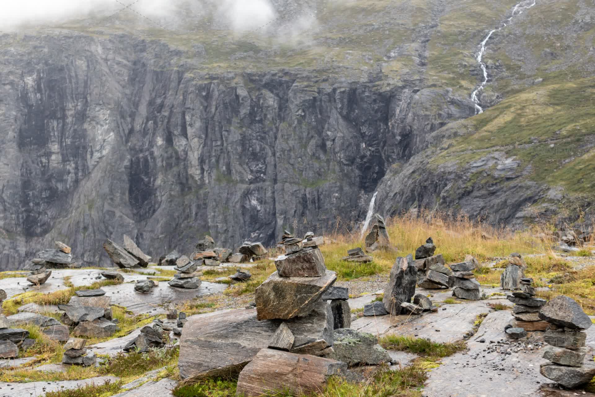 Troll Rocks Noway Troll Rock Pyramid On Top Of Trollstigen Road In Norway - Stock Photos ...