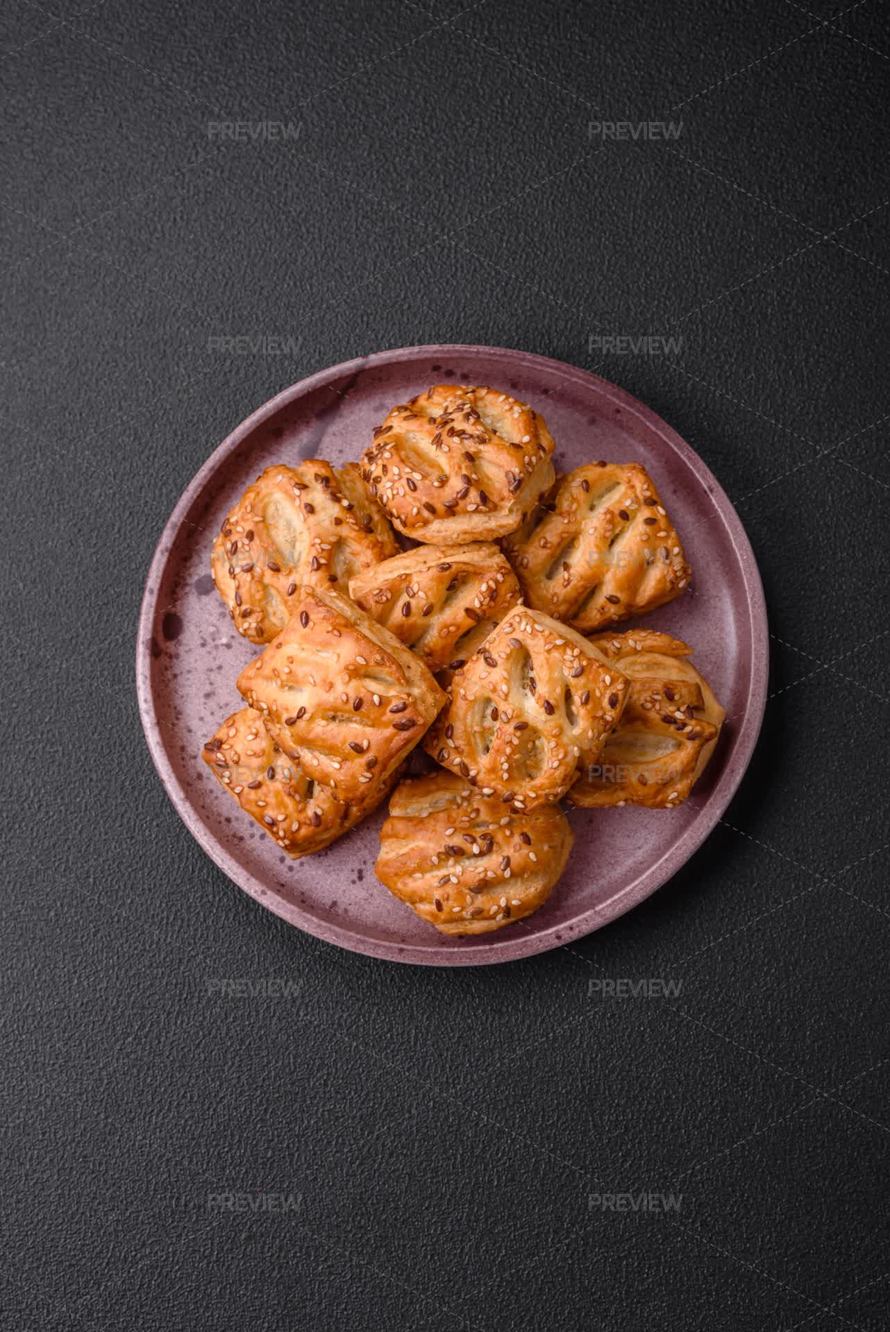 Over Fresh Mini Puff Delicious Crispy Mini Puffs With Sausage by Tane4ka - Stock Photos ...