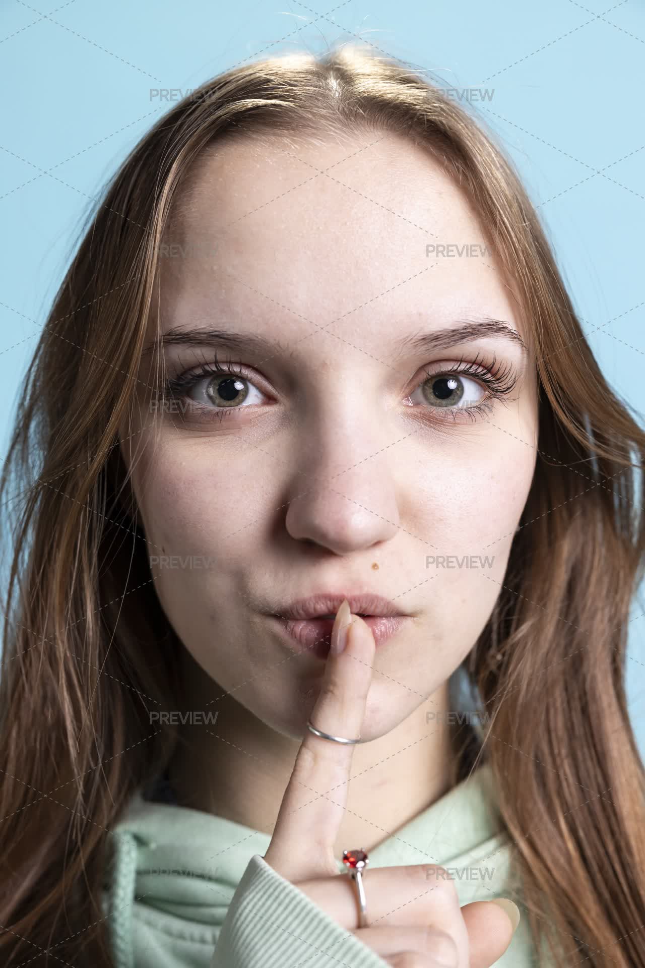 Woman Doing Shushing Hand Gestures, Irritated By Noise - Stock Photos ...