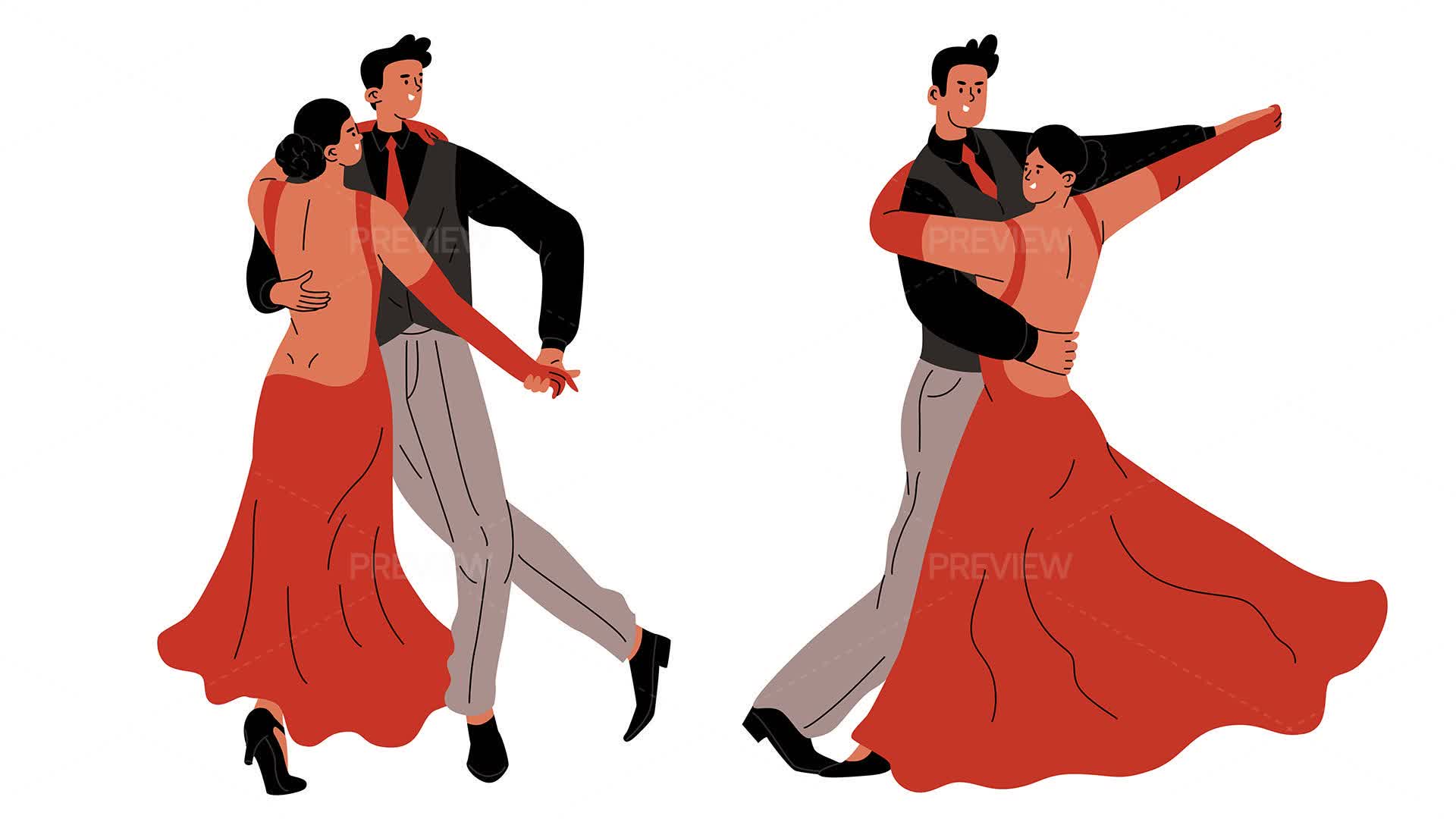 Tangsa Graphics 2 Couple Dancing Tango Illustrations by LarikaDraws - Graphics | Motion ...