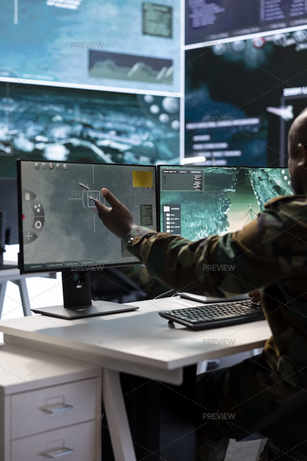 Array Control Expert A High-Tech Control Tower, Experts Team Examining Real Time Data ...