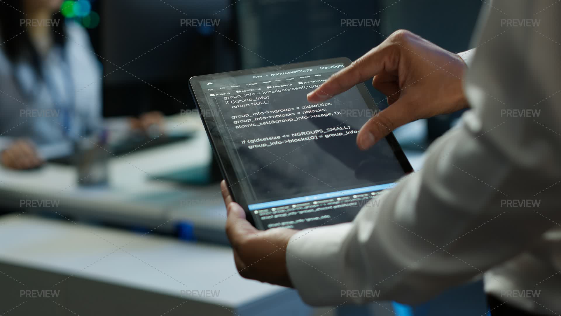 Programmer Using Device In Data Center, Close-Up - Stock Photos ...