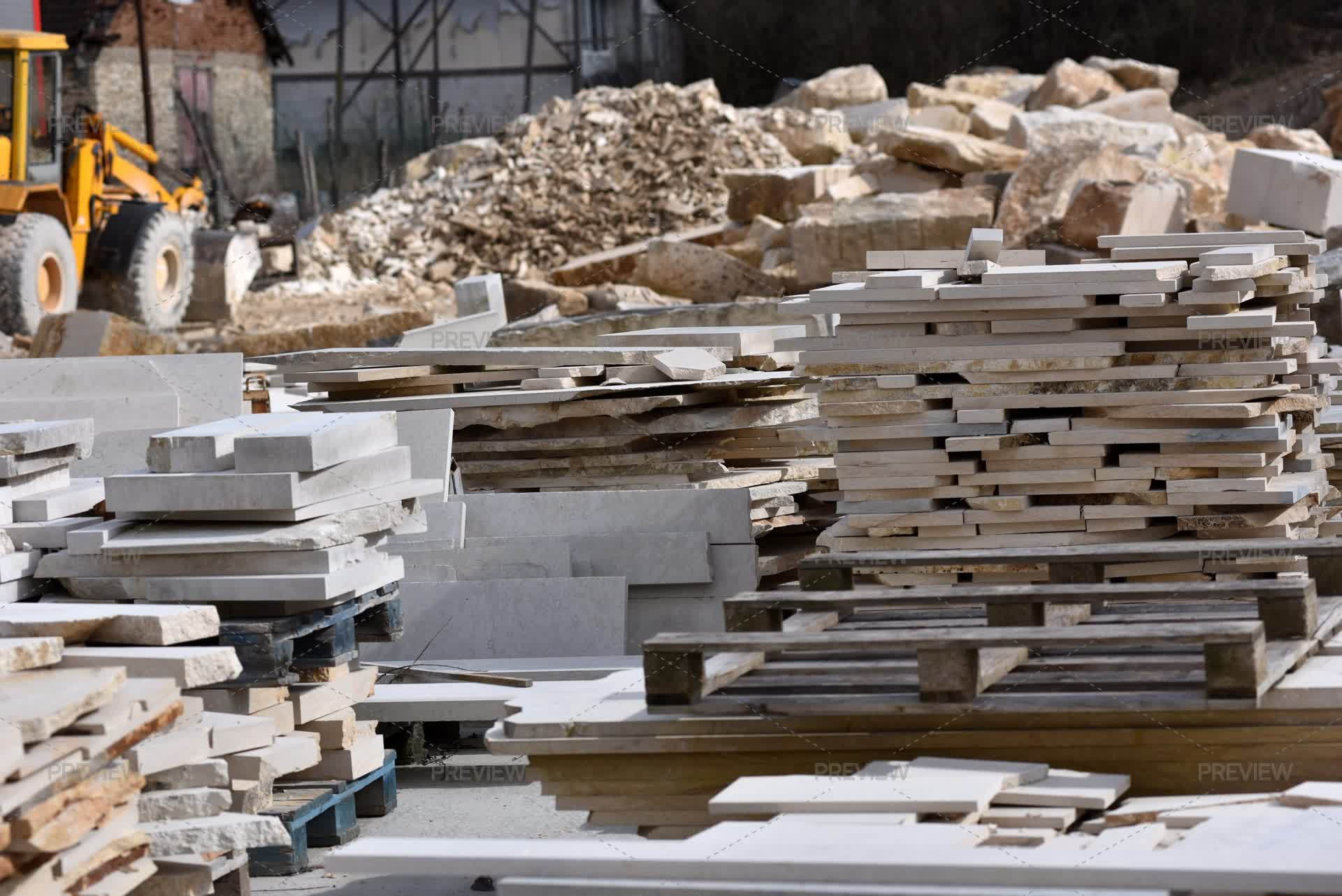 Stackable Limestone Stacked Limestone Slabs And Tiles In A Stone Quarry by salajean - Stock ...