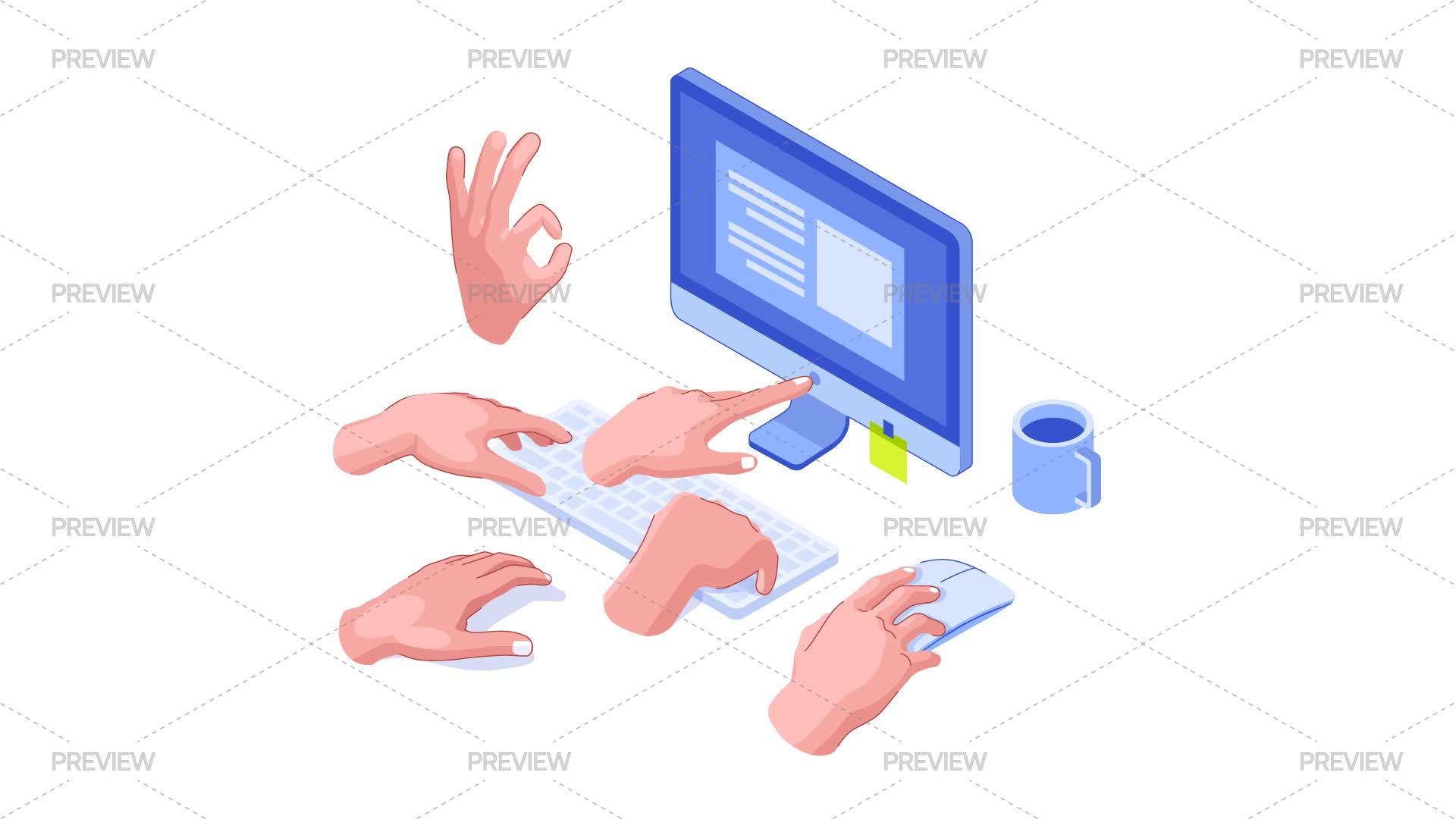 Hamds Using Computer Picture Hands Using Computer by lina_chepolina - Graphics | Motion Array