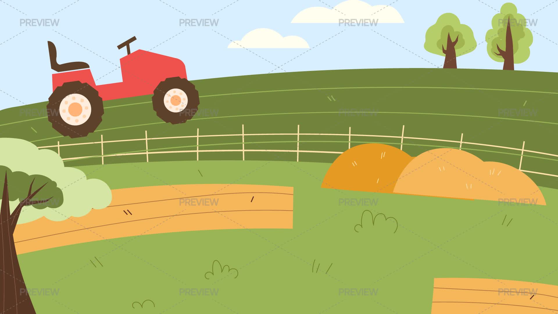 Field Picture Animation Farm Field With A Tractor by Dantem - Graphics | Motion Array