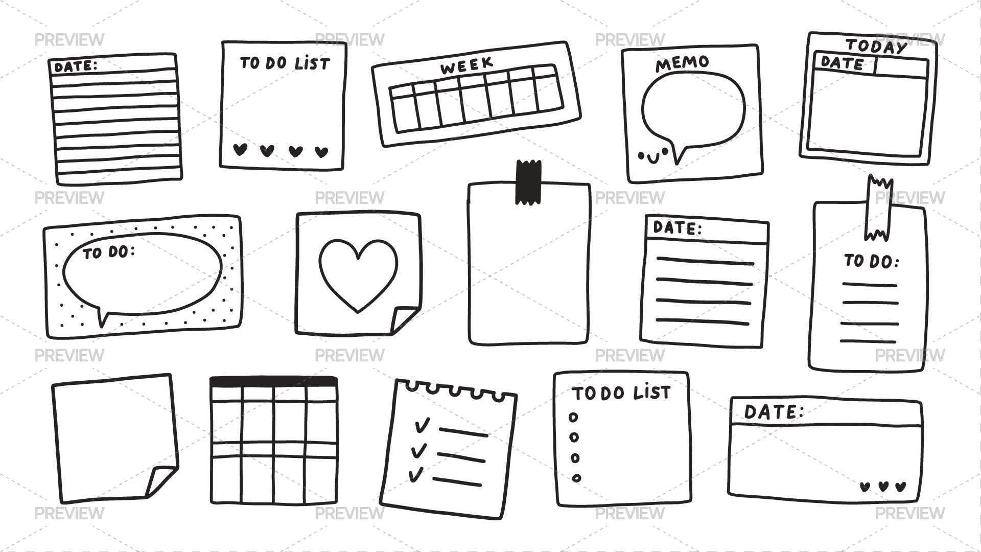 Sticky Note Illustrations - Graphics | Motion Array