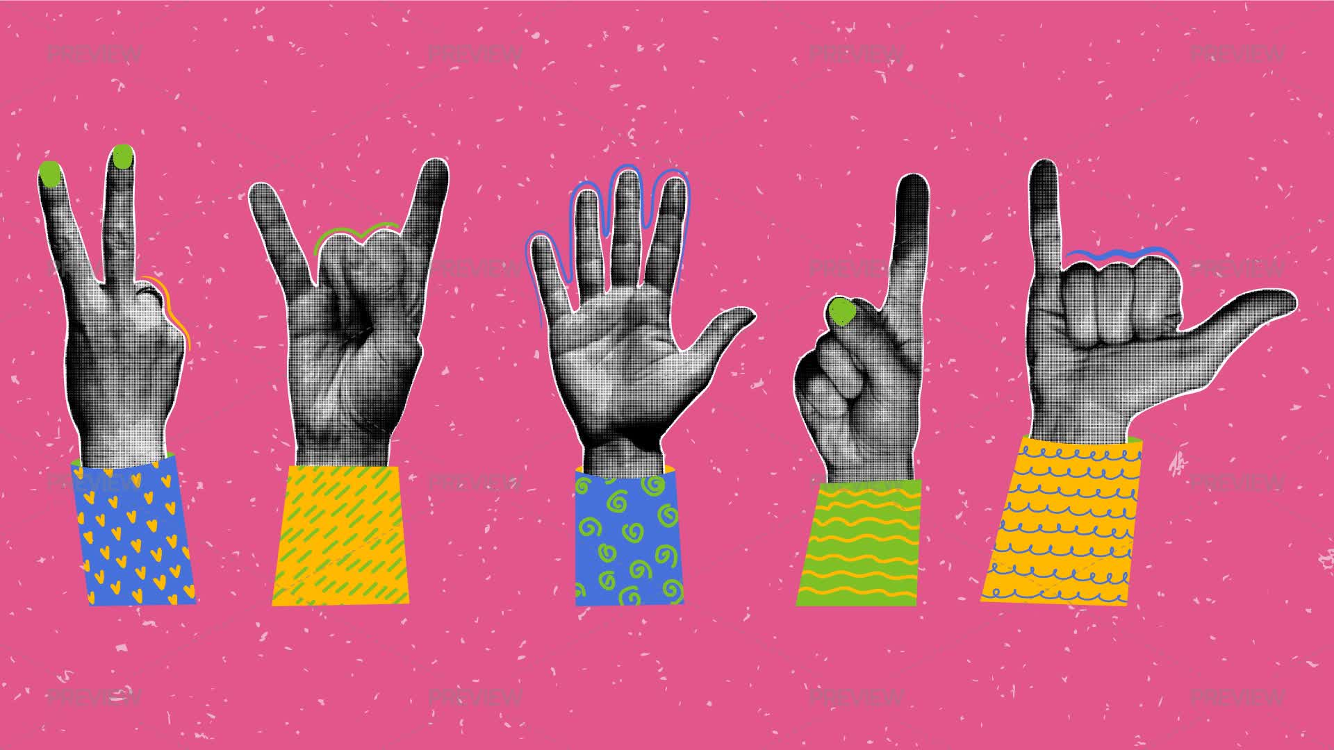 Motion Hand Sticker Hand Gesture Illustrations by Anna Orlova - Graphics | Motion Array