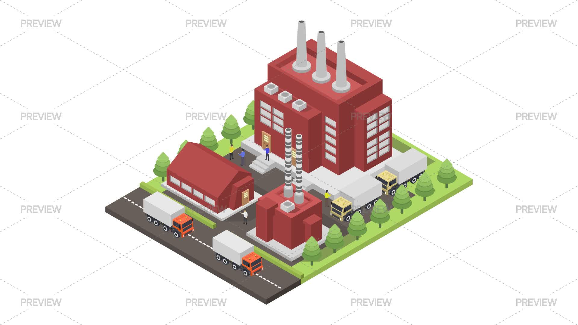 Factory Building Illustration - Graphics | Motion Array
