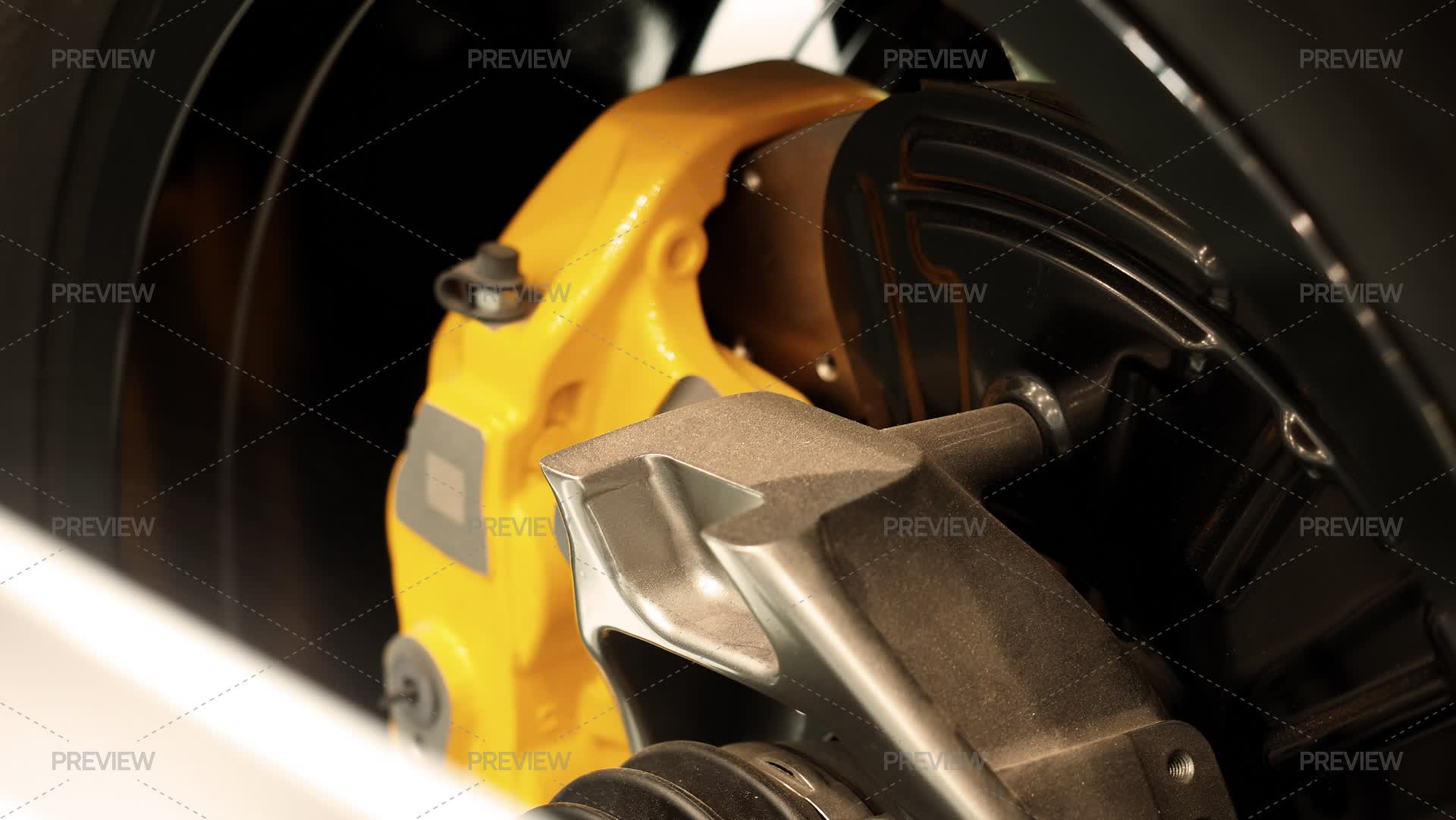 Car Parts Tutorial Car Suspension And Brake. Structure Of EV Car Rear Wheel Or Front Spare ...