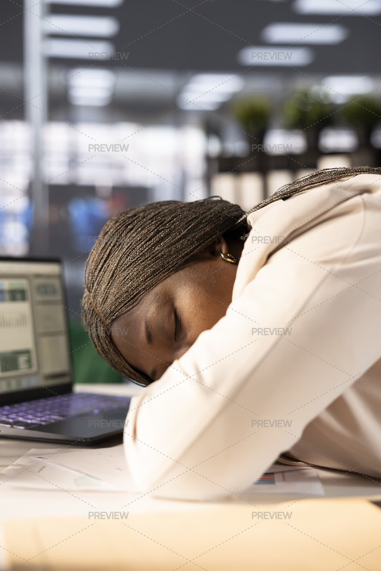 CEO Falling Asleep At Work While Using Laptop - Stock Photos | Motion Array