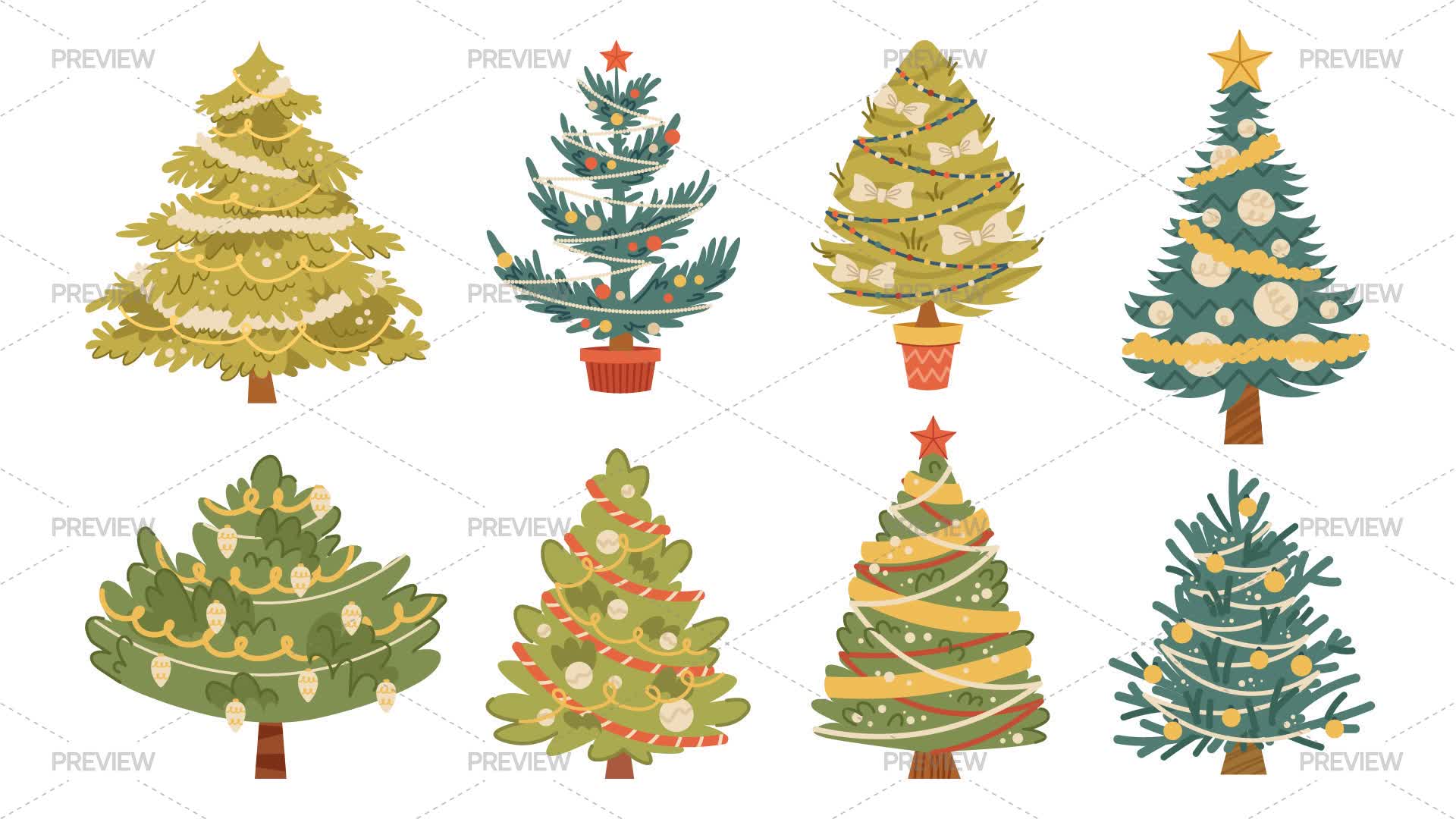 8 Christmas Trees - Graphics | Motion Array