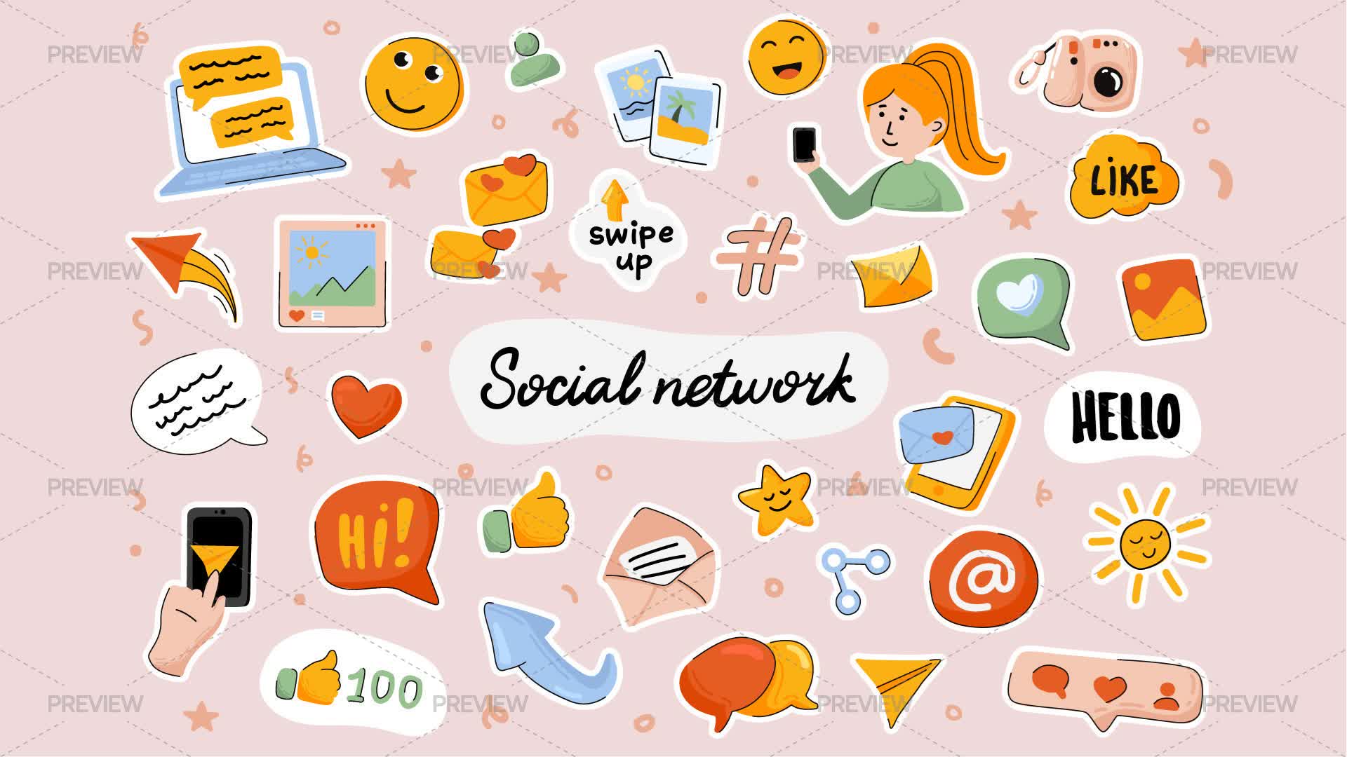 Socialization Sticker 33 Social Network Stickers by alexdndz - Graphics | Motion Array