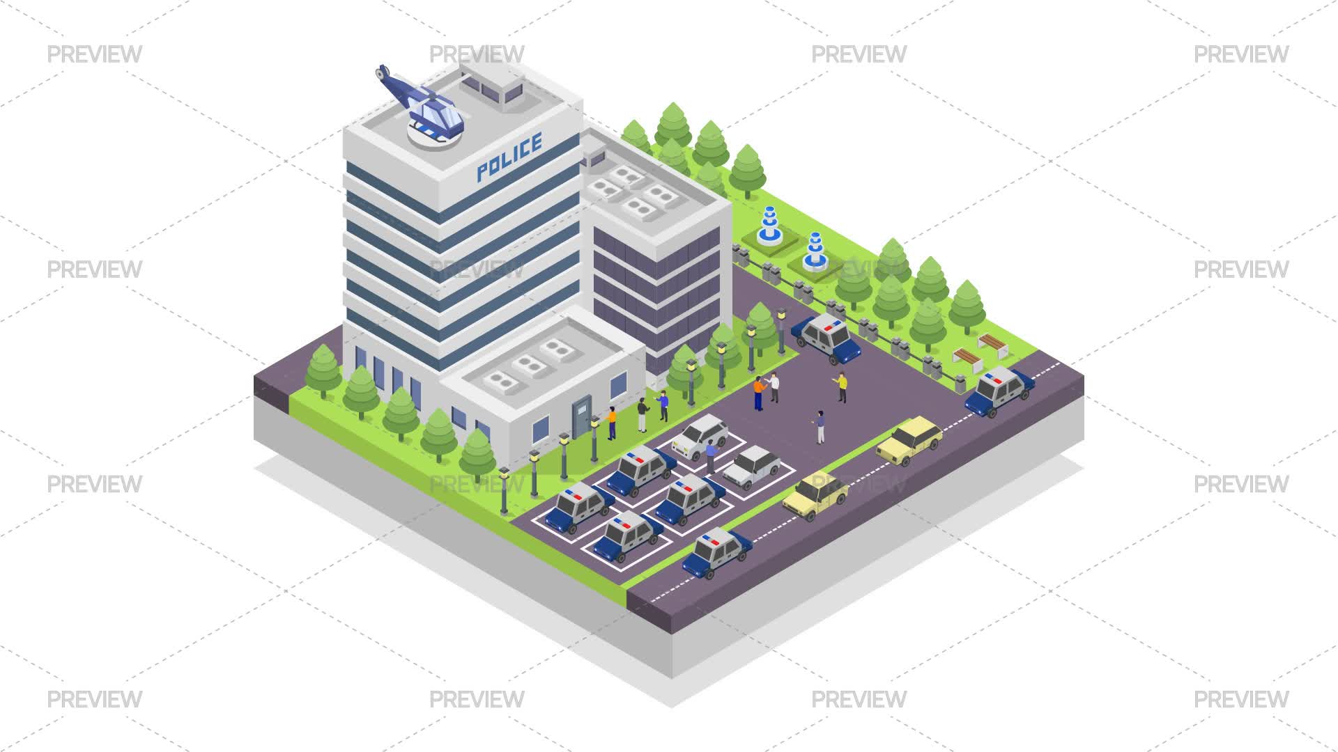 Isometric Police Station by Marco Livolsi - Graphics | Motion Array