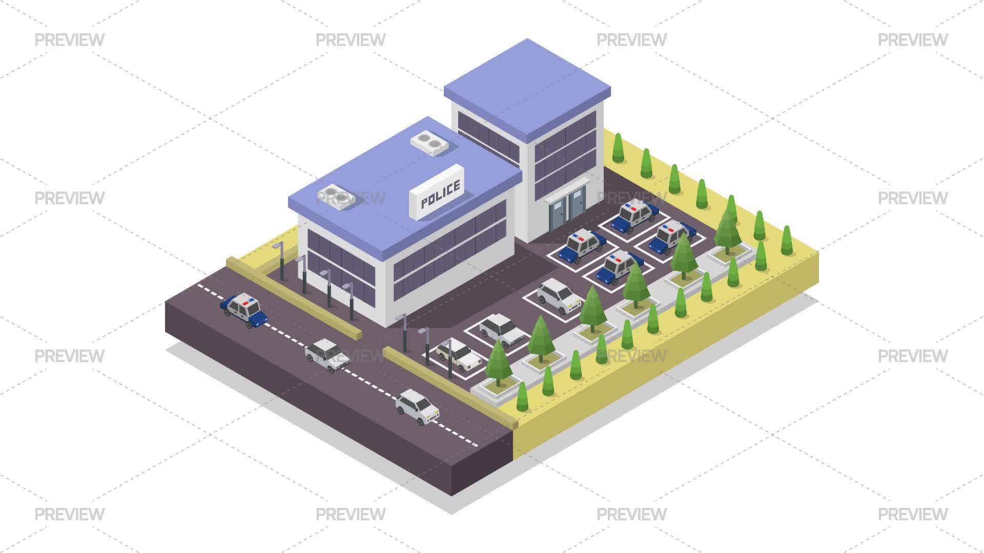 Isometric Police Station by Marco Livolsi - Graphics | Motion Array