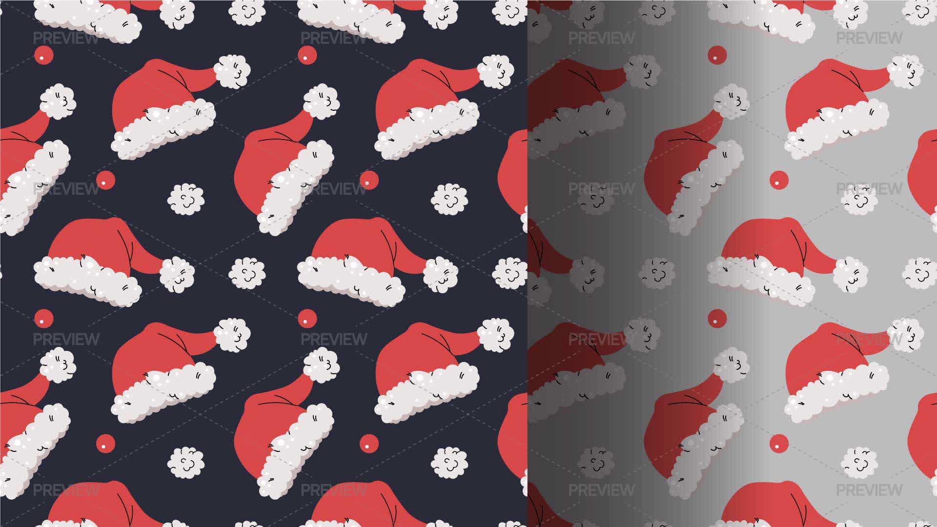 Santa Hat Seamless Patterns - Graphics | Motion Array