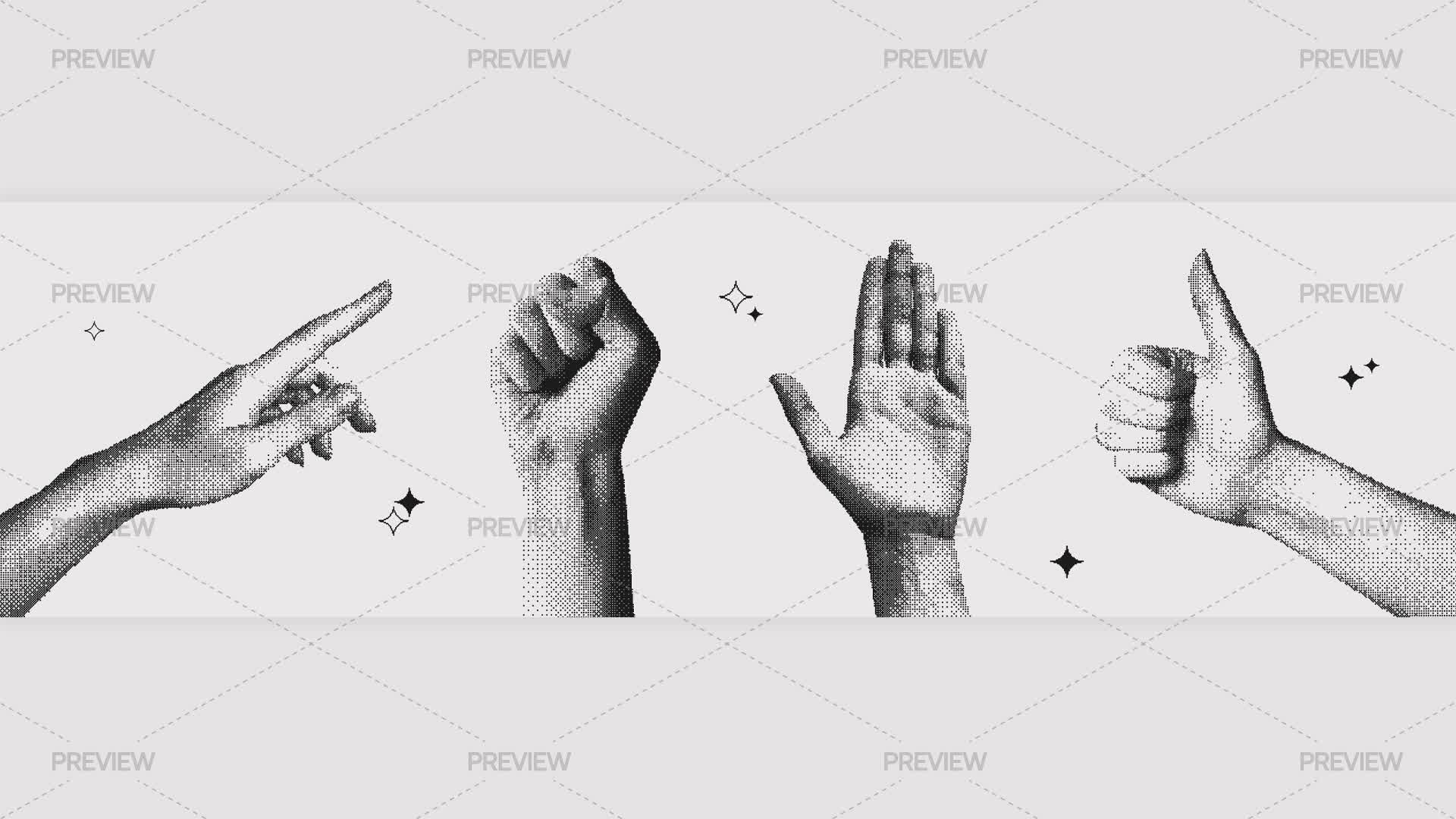 Handheld Sign Halftone Halftone Hand Gestures by accogliente - Graphics | Motion Array