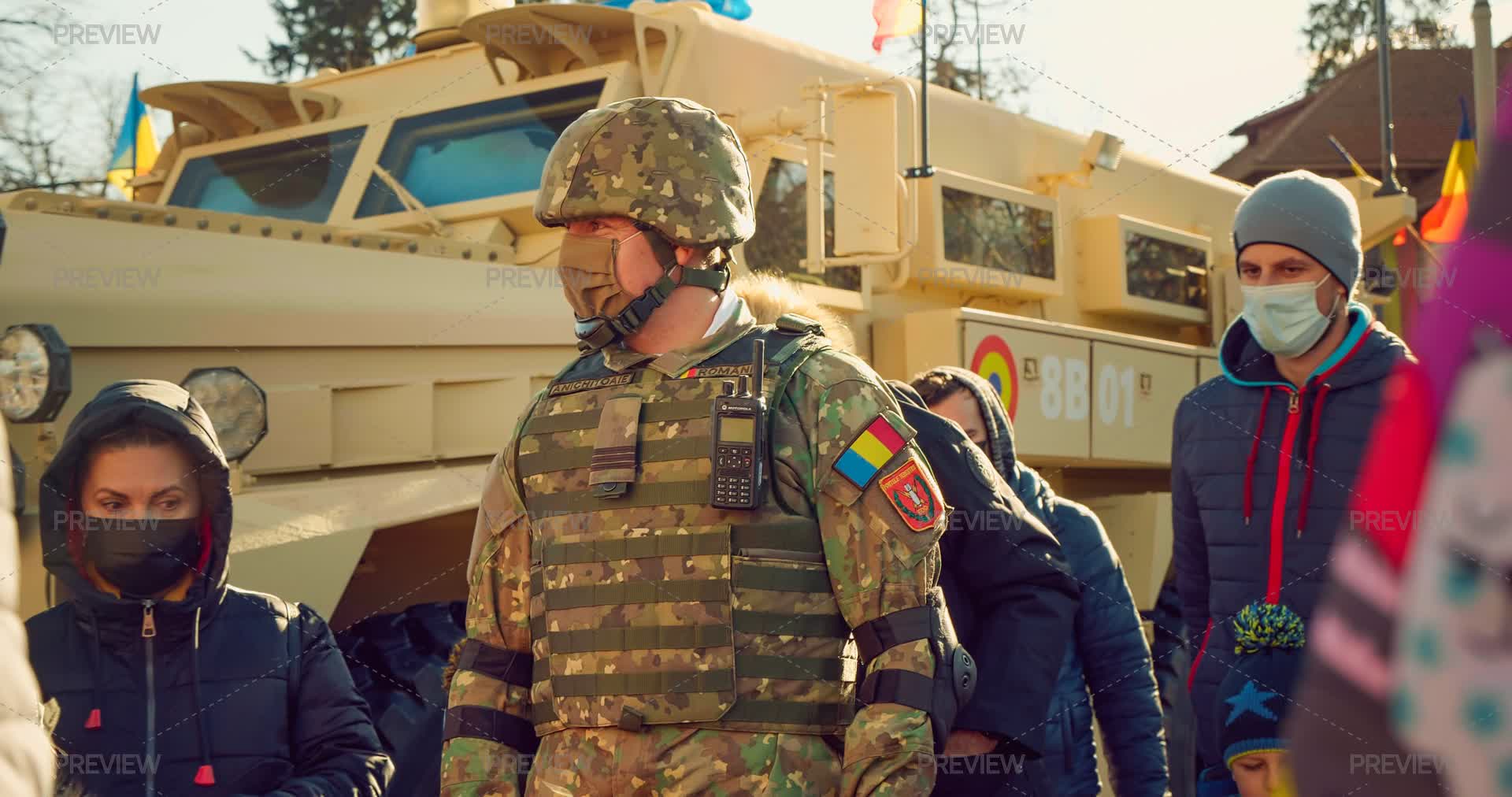 Romanian Motion Friendly Romanian Soldier Talking To People. by BinzariFilms - Stock ...