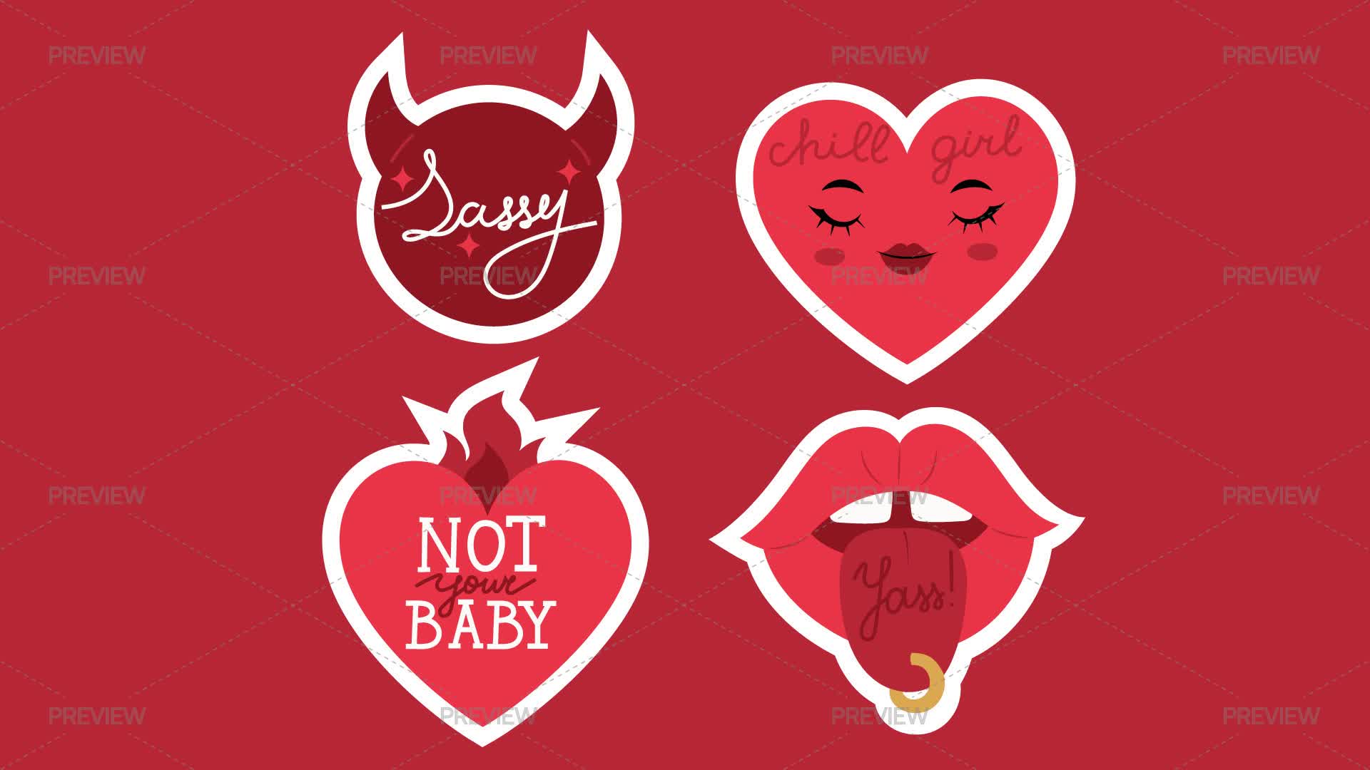 4 Sarcastic And Bossy Stickers - Graphics | Motion Array