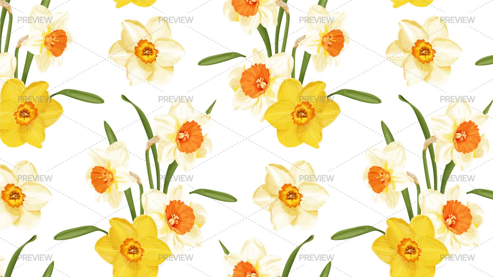 Seamless Spring Vector Pattern With Daffodils by Dina Tychynska ...