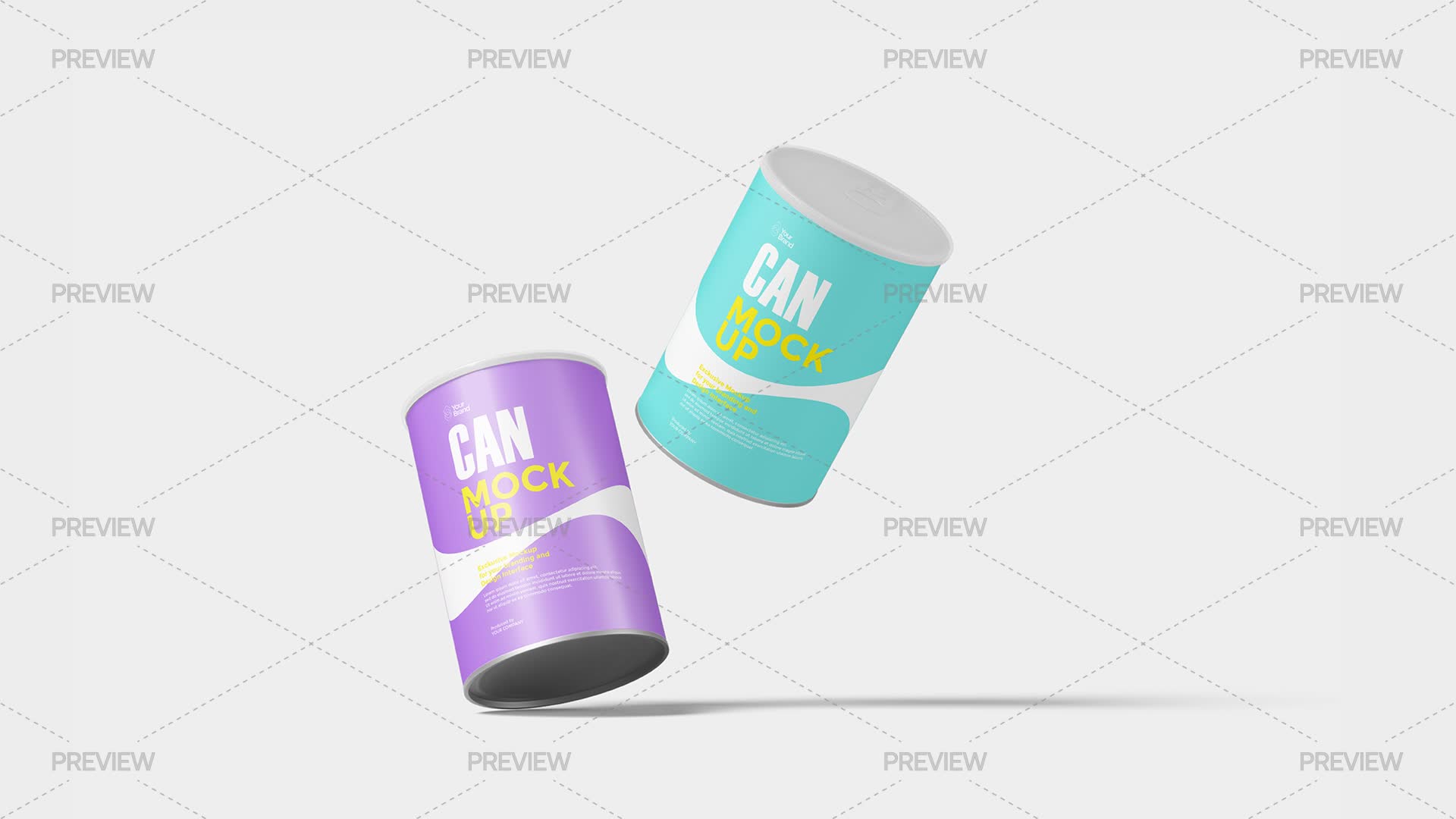 2 Floating Cans Packaging Mockup - Graphics | Motion Array