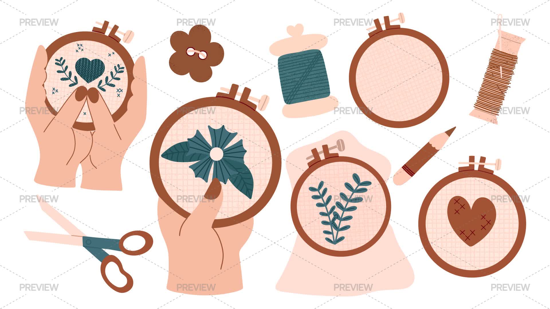 Embroid Effect Sticker Embroidery Stickers - Graphics | Motion Array