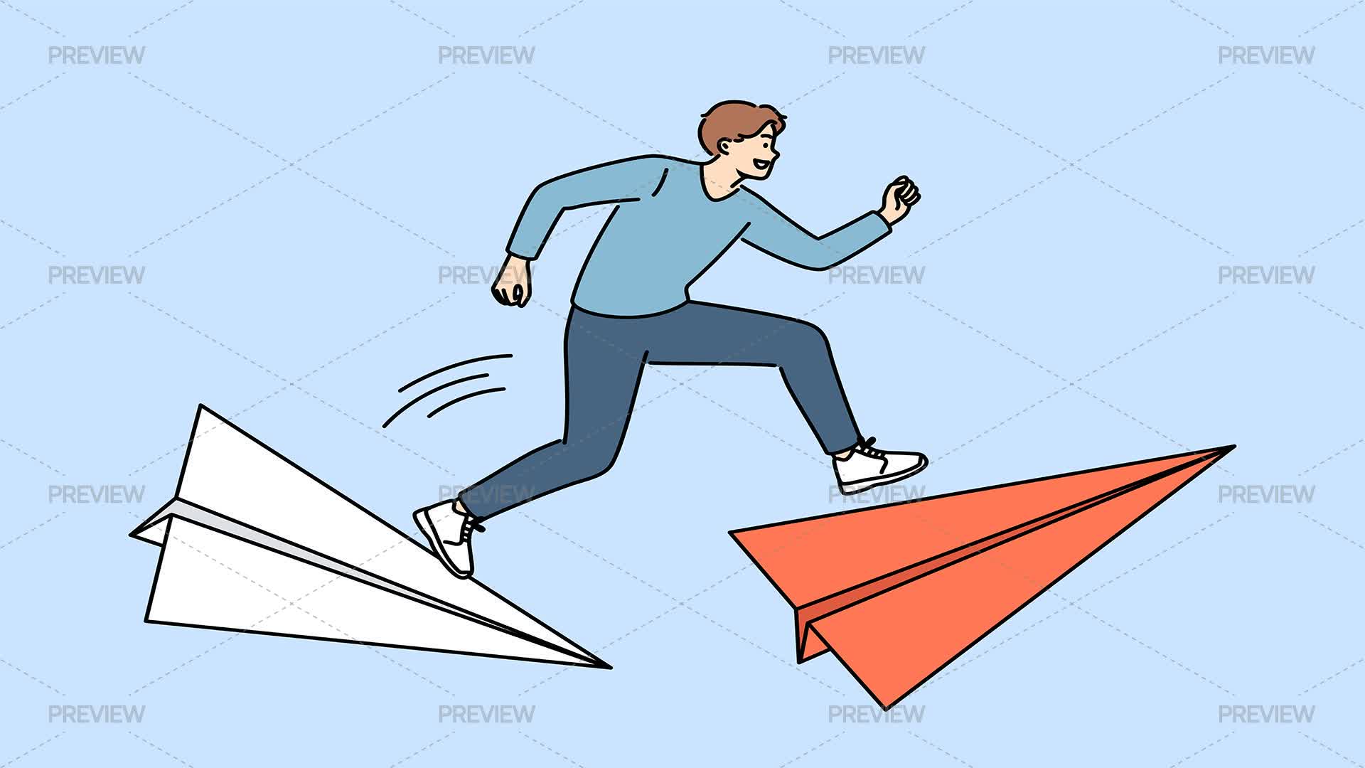 Vector Hopping Man Man Hopping On Large Paper Planes by Dzianis Vasilyeu - Graphics ...