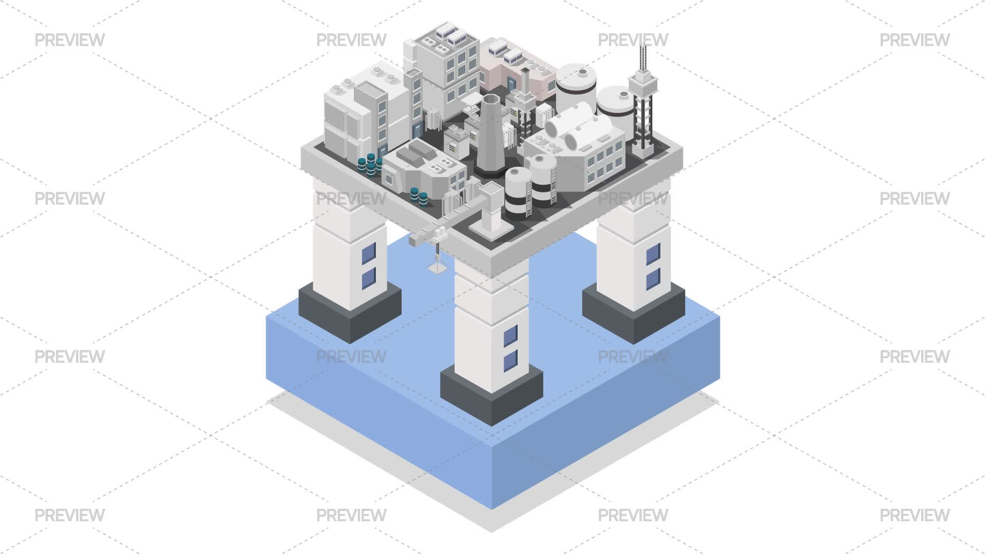 Isometric Oil Refinery - Graphics | Motion Array