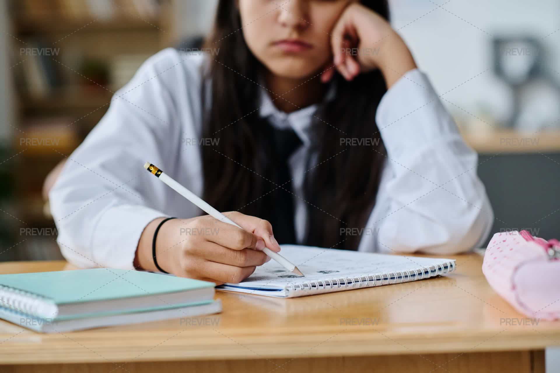 Girl Making Notes At Lesson - Stock Photos | Motion Array
