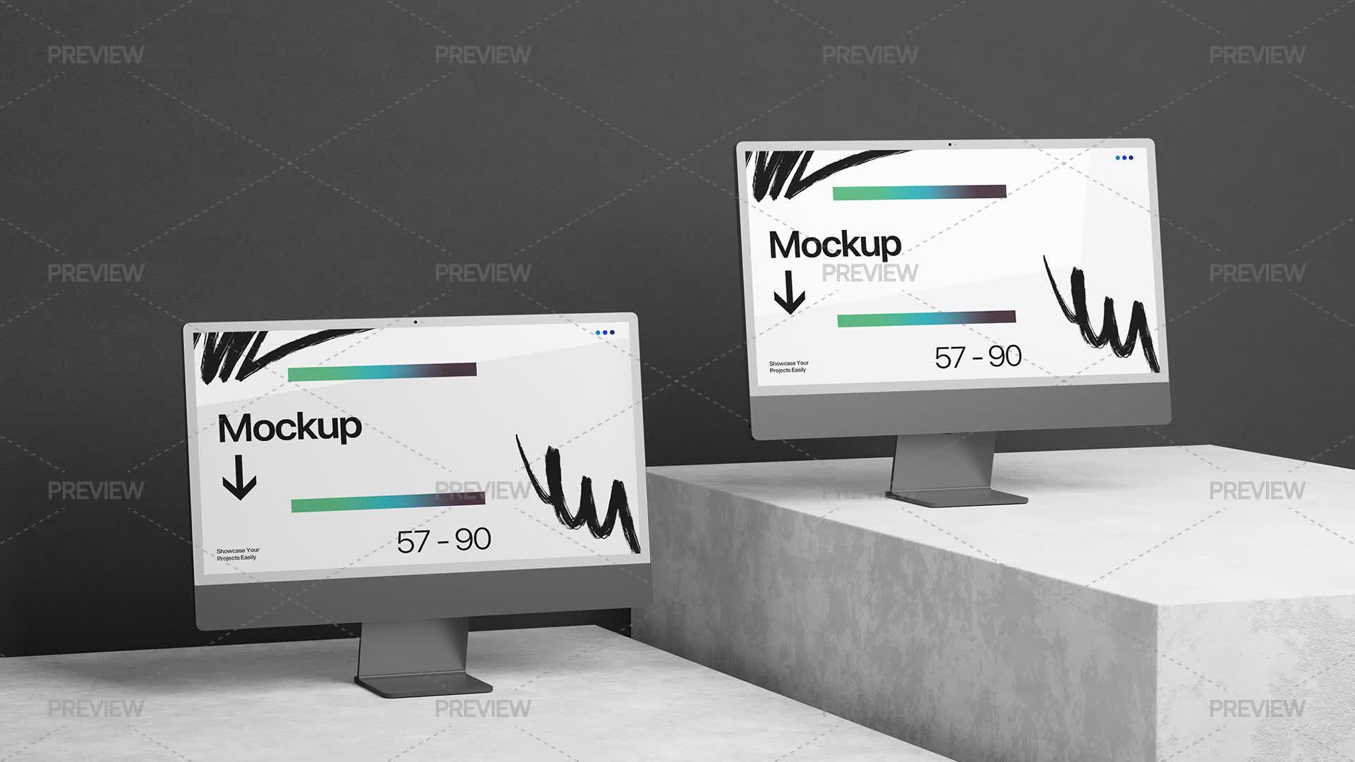 Graphics For Screen 2 Computer Screens Mockup - Graphics | Motion Array