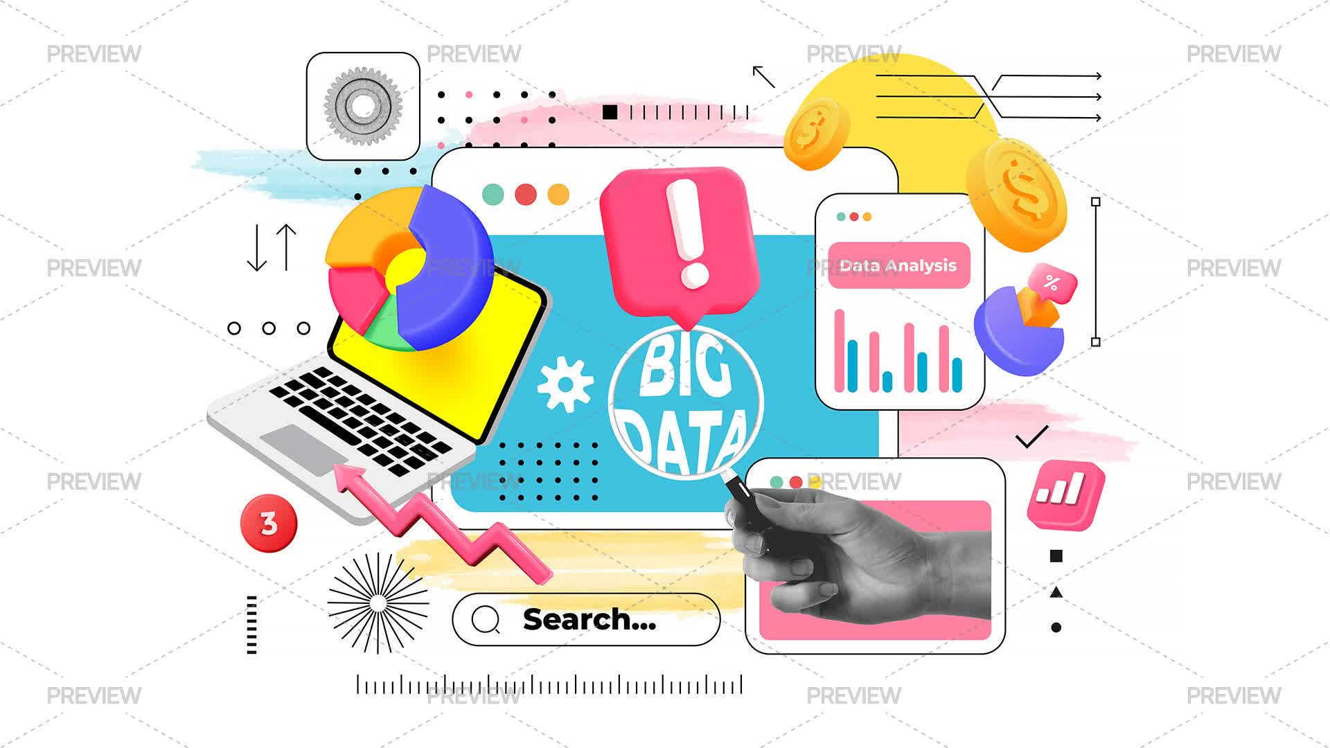 Data Analysis And Statistics Collage - Graphics | Motion Array